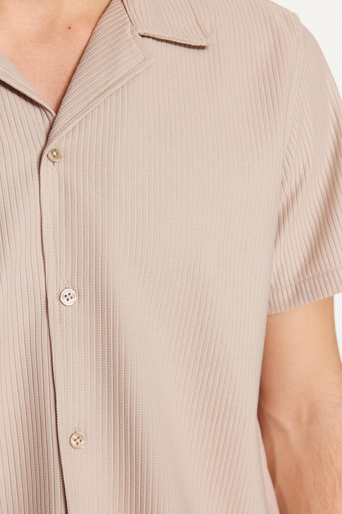 Beige Polyester Collared Shirt, , large image number 3