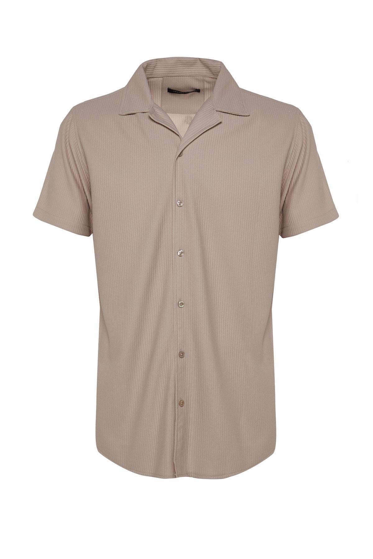 Beige Polyester Collared Shirt, , large image number 5