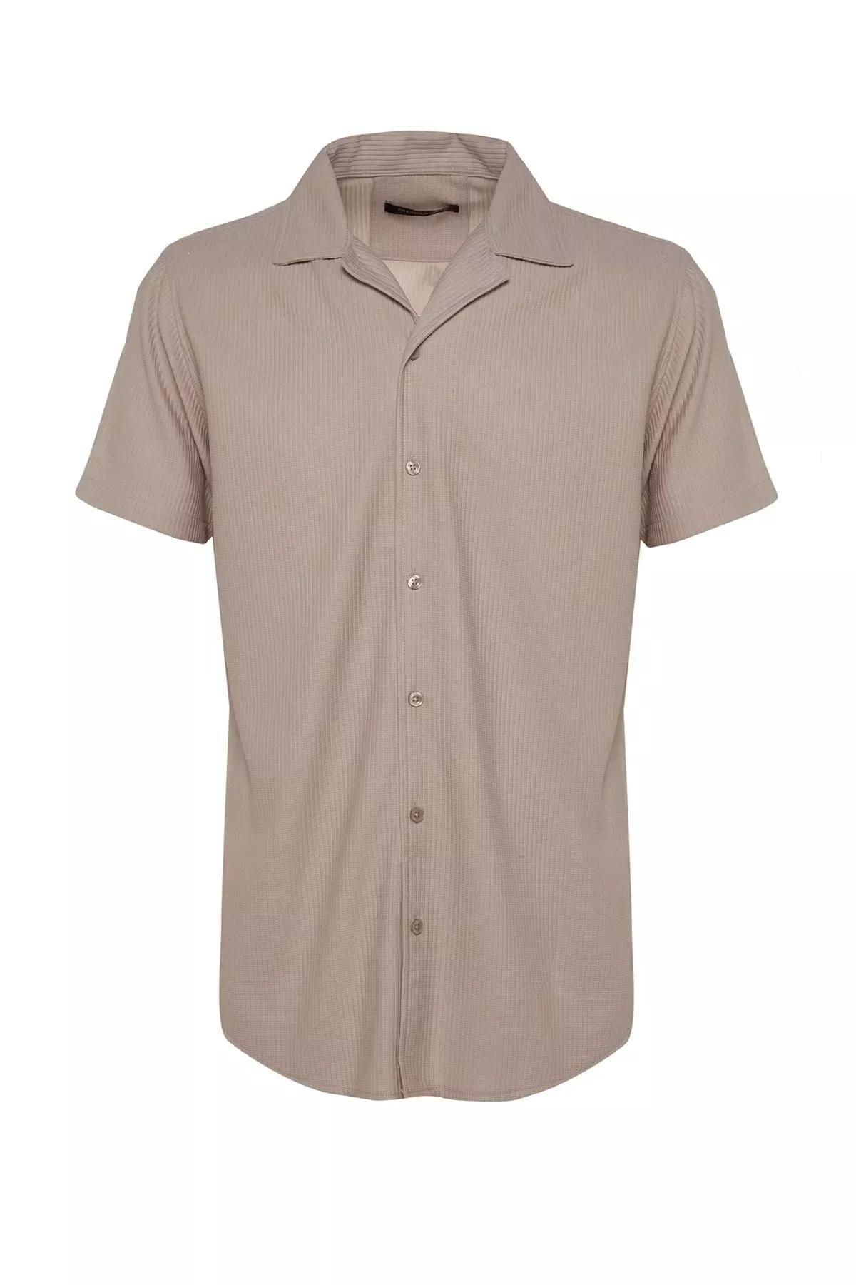 قميص بوليستر بياقة، بيج, Beige, large image number 5