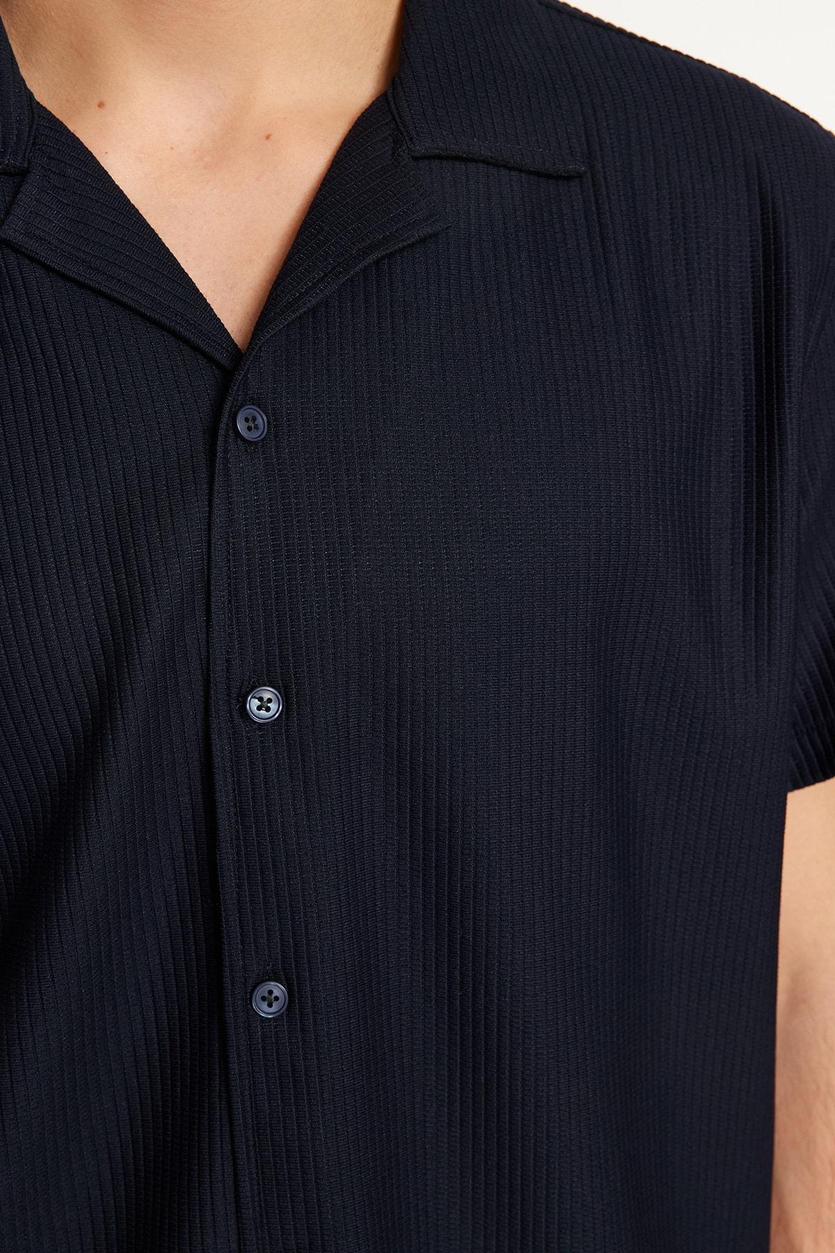 Navy Polyester Collared Shirt, , large image number 4