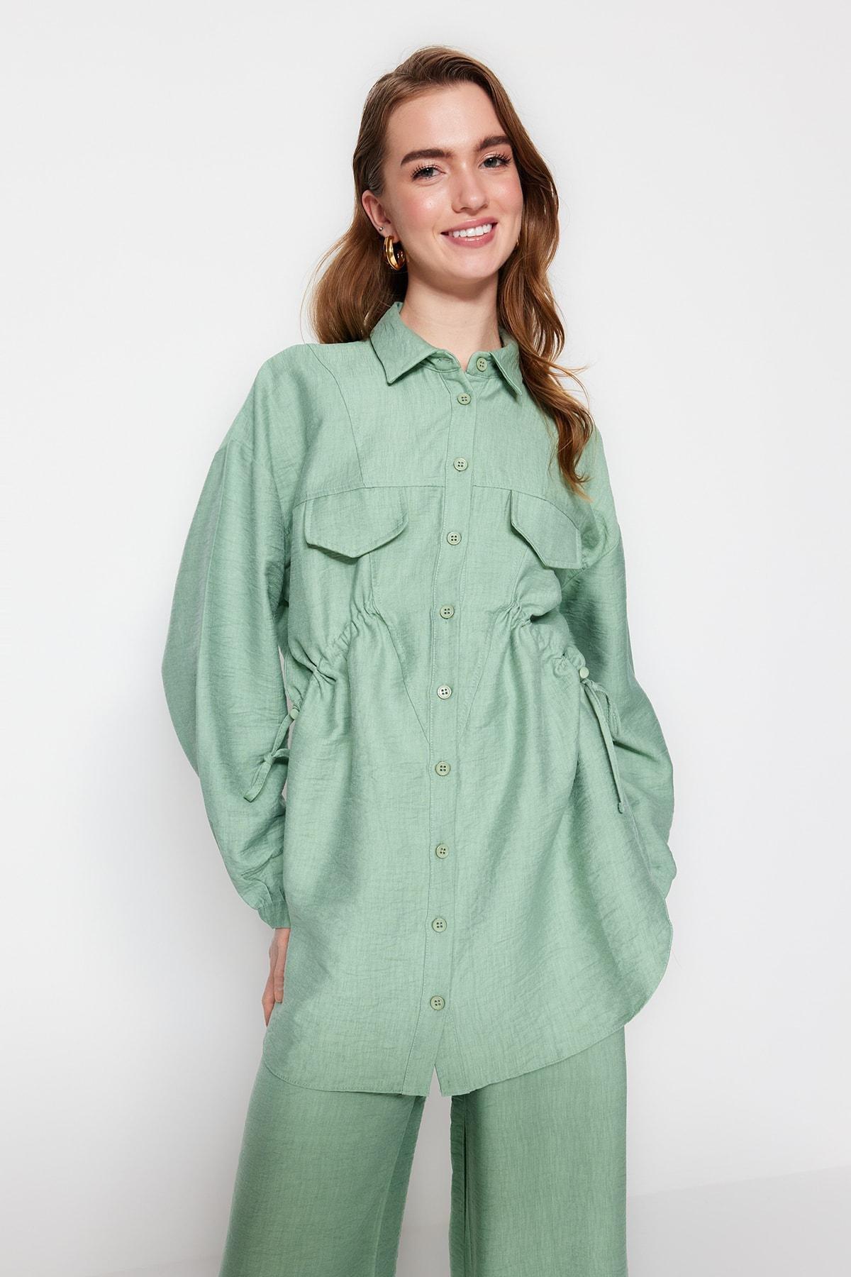 طقم متناسق بقميص بياقة، كاكي, Khaki, large image number 1