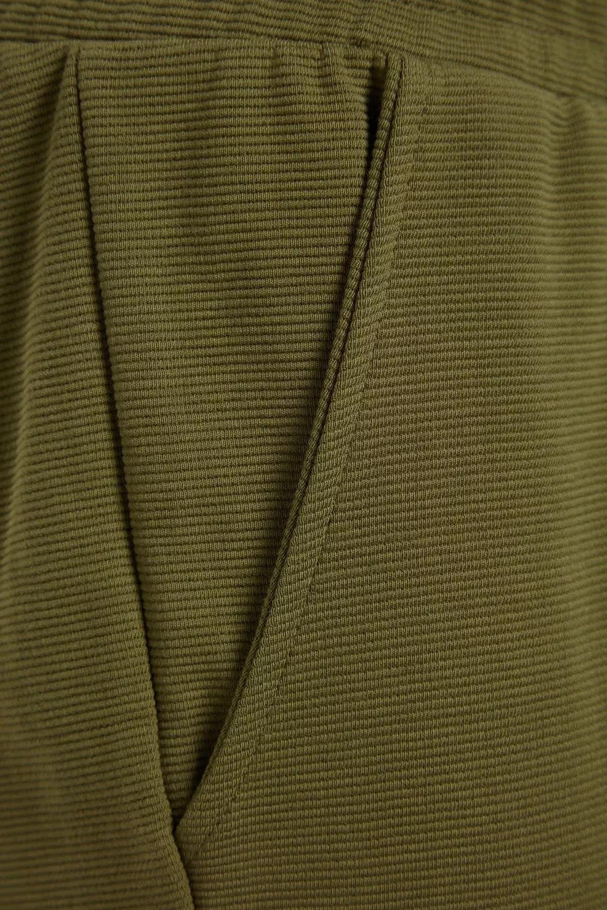 Khaki Straight Mid Waist Shorts, , large image number 6