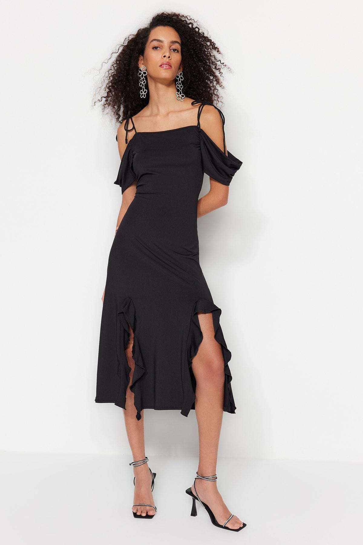 Black Sqaure Collar Shift Dress, , large image number 0