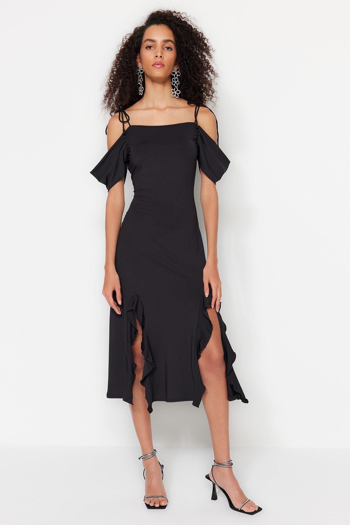 Black Sqaure Collar Shift Dress, , large image number 2