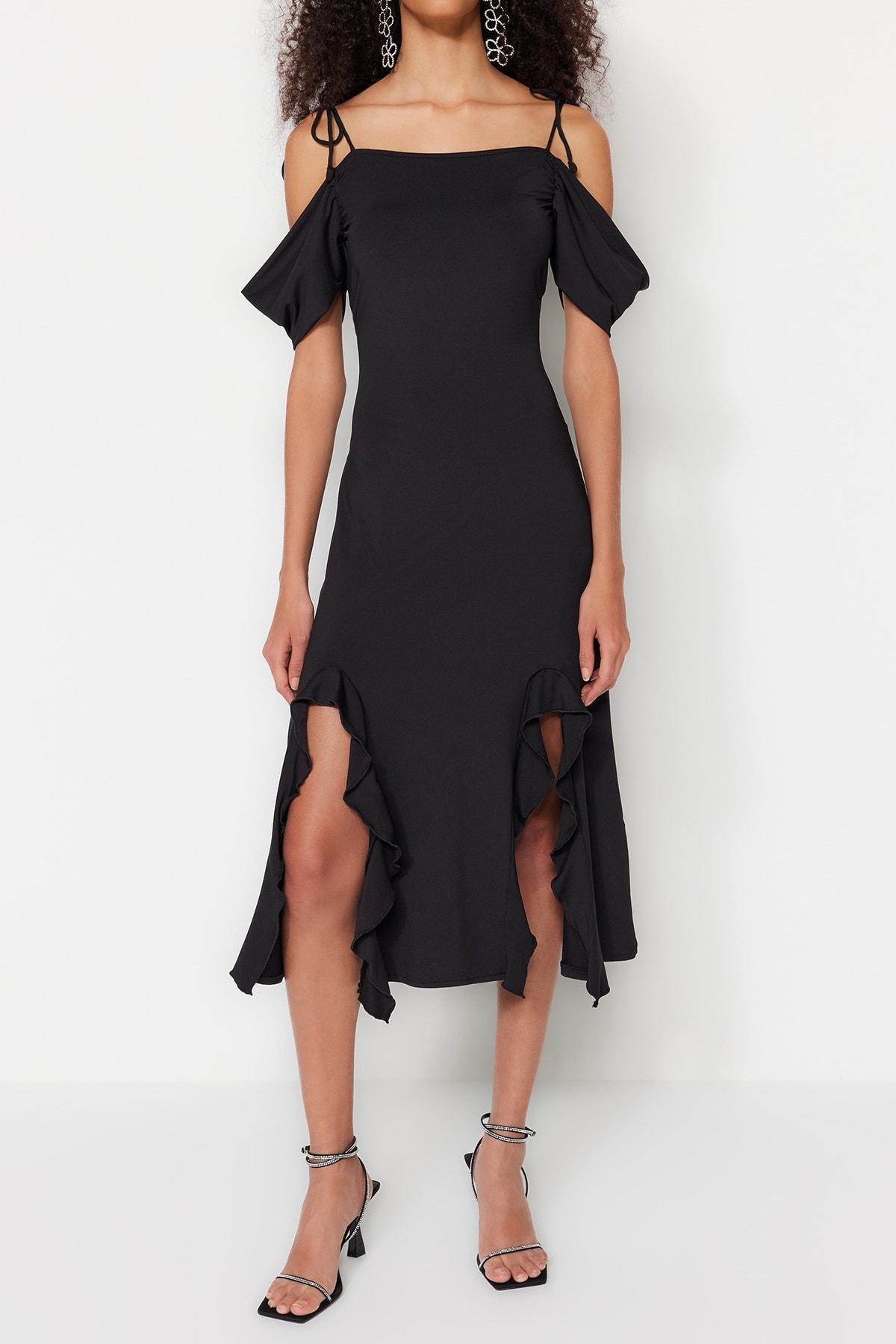 Black Sqaure Collar Shift Dress, , large image number 3