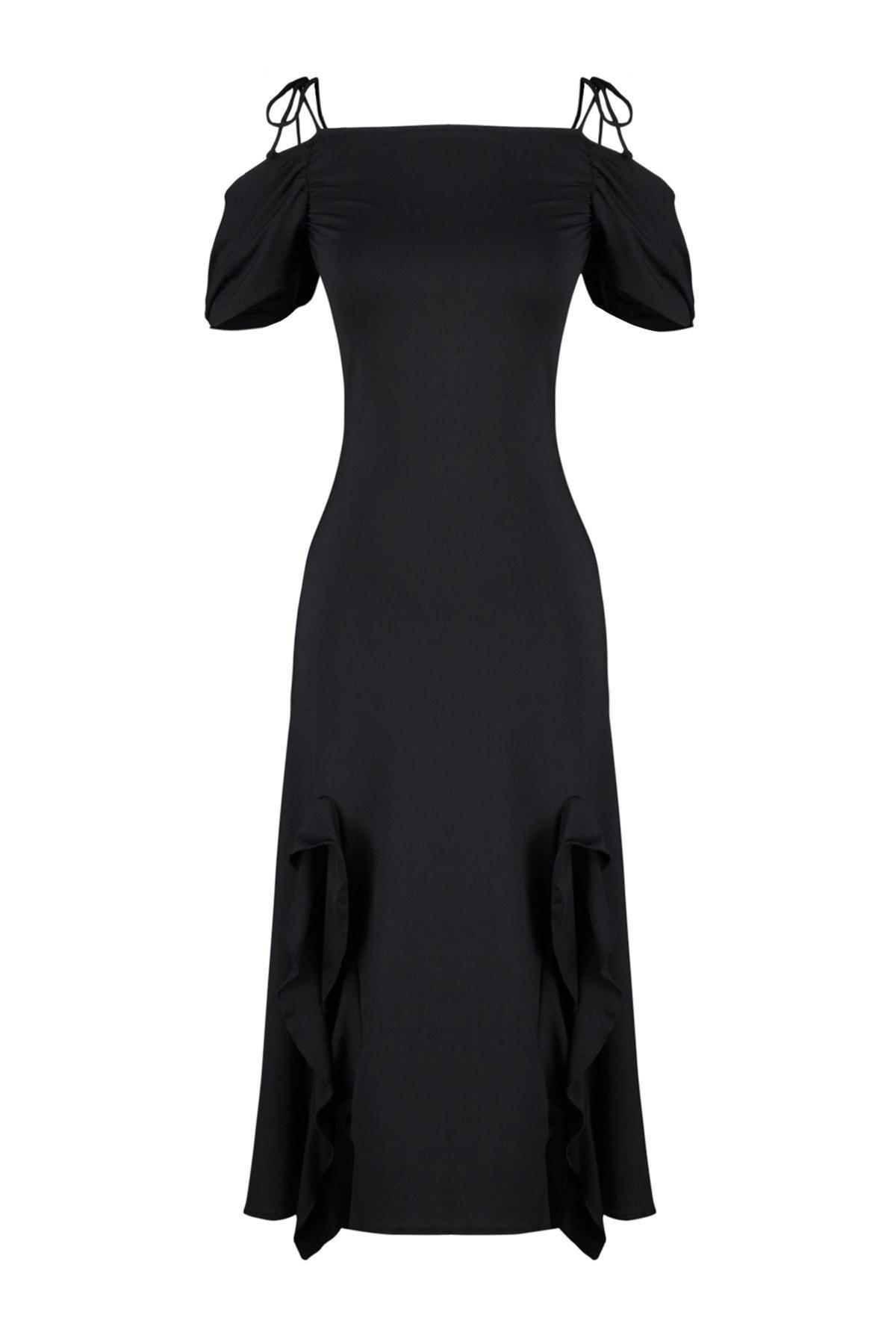 Black Sqaure Collar Shift Dress, , large image number 5
