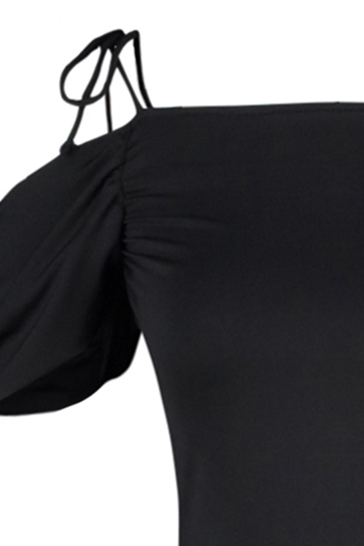 Black Sqaure Collar Shift Dress, , large image number 6