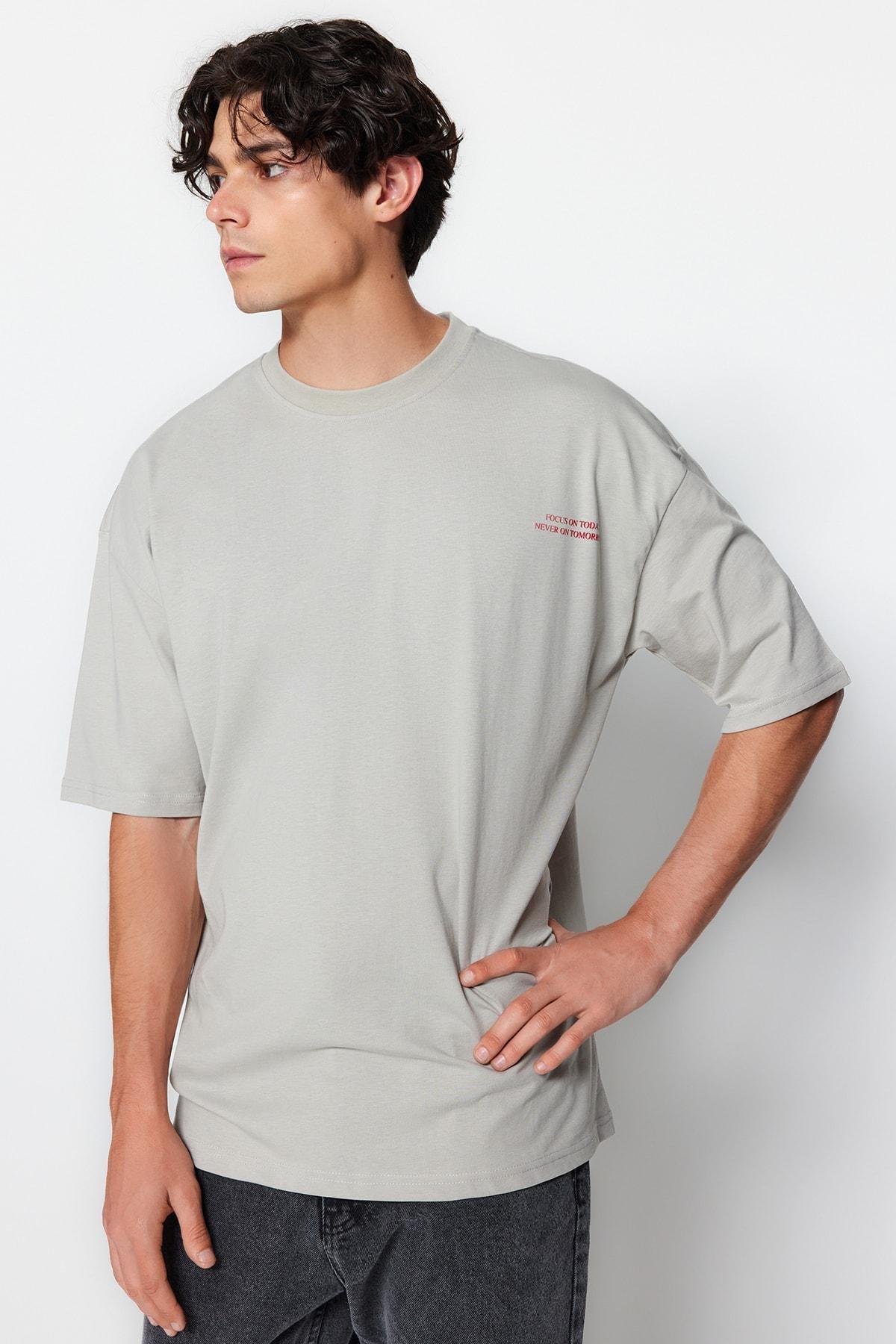 Trendyol - Grey Oversize T-Shirt