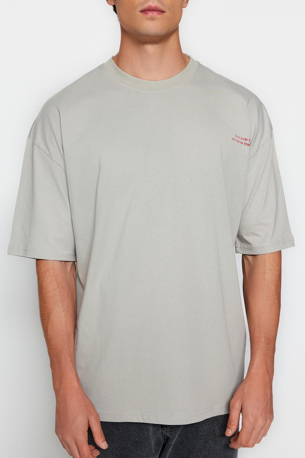 Trendyol - Grey Oversize T-Shirt
