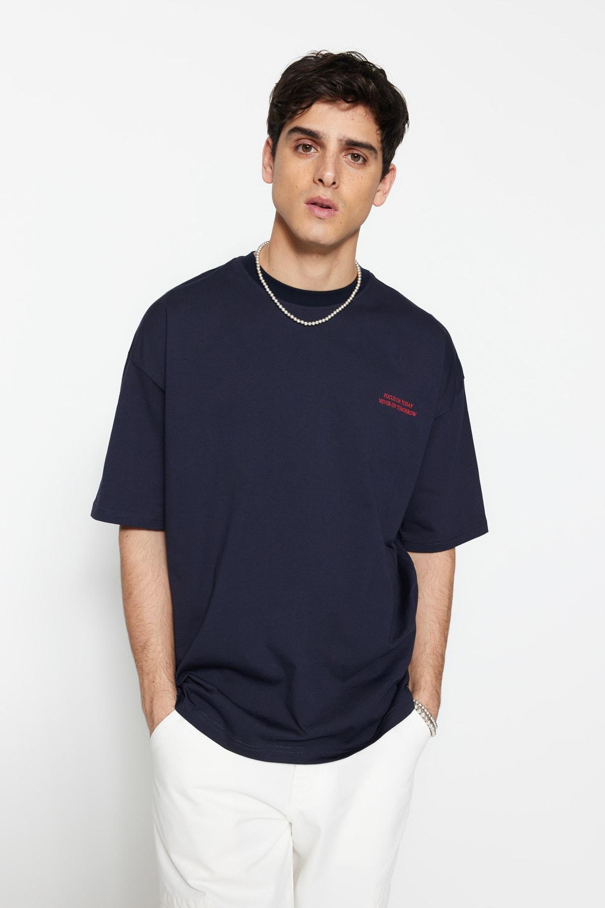 Blue Printed Oversize T-Shirt, , large image number 0