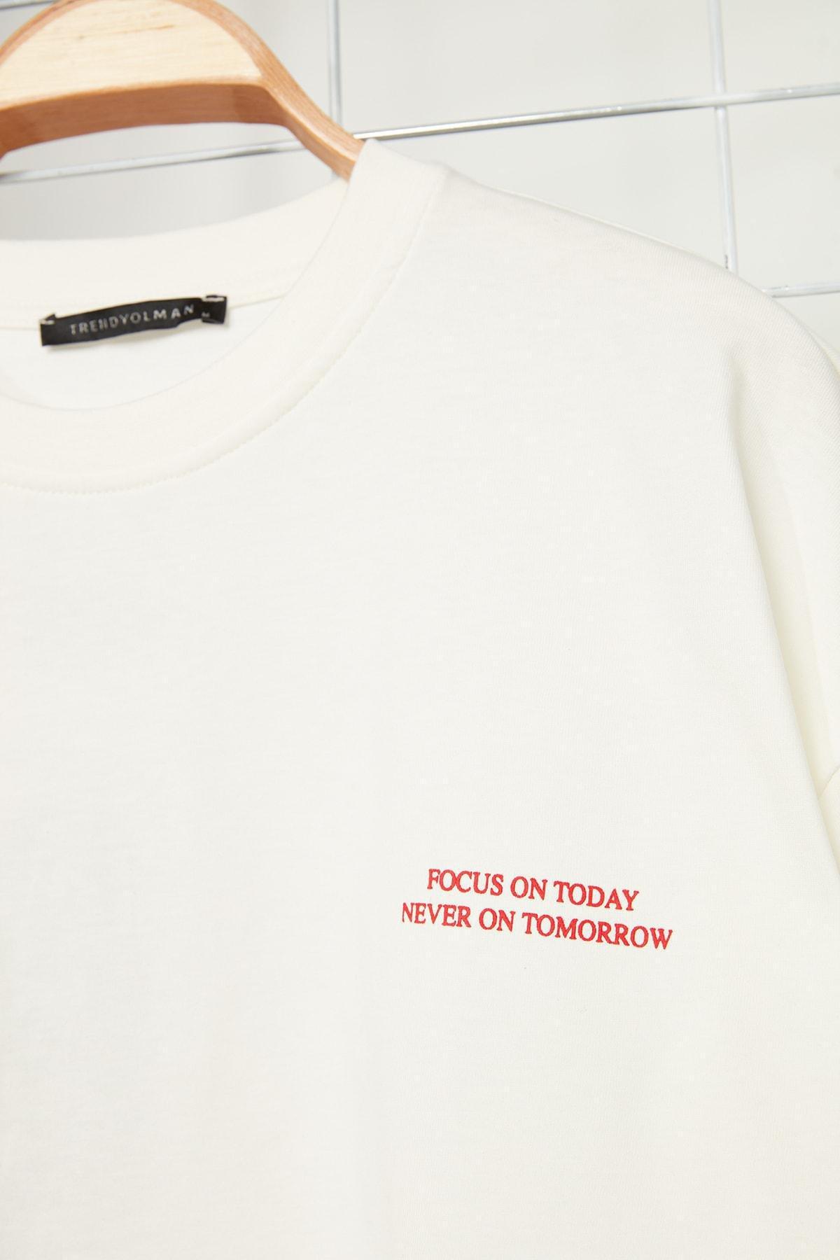 Cream Printed Oversize T-Shirt, , large image number 3