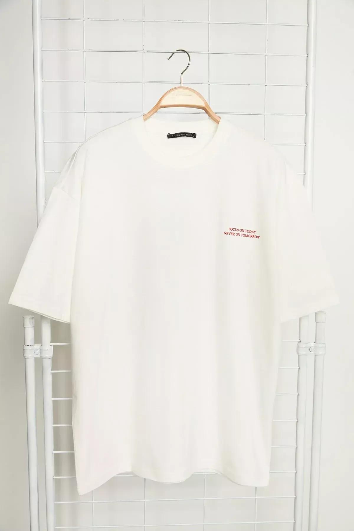 Cream Printed Oversize T-Shirt, Ecru, large image number 3