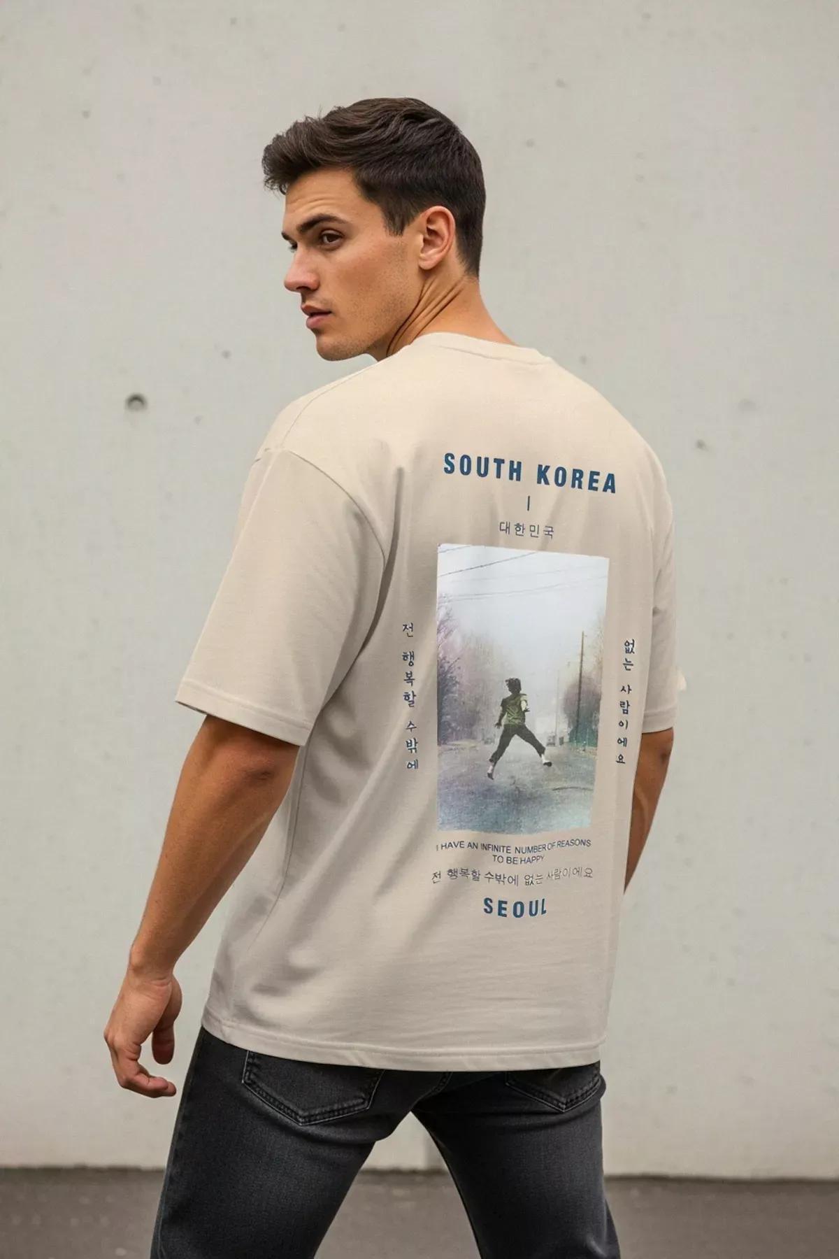 تيشيرت بقصة فضفاضة بطبعة جرافيكية، رمادي, Gray, medium