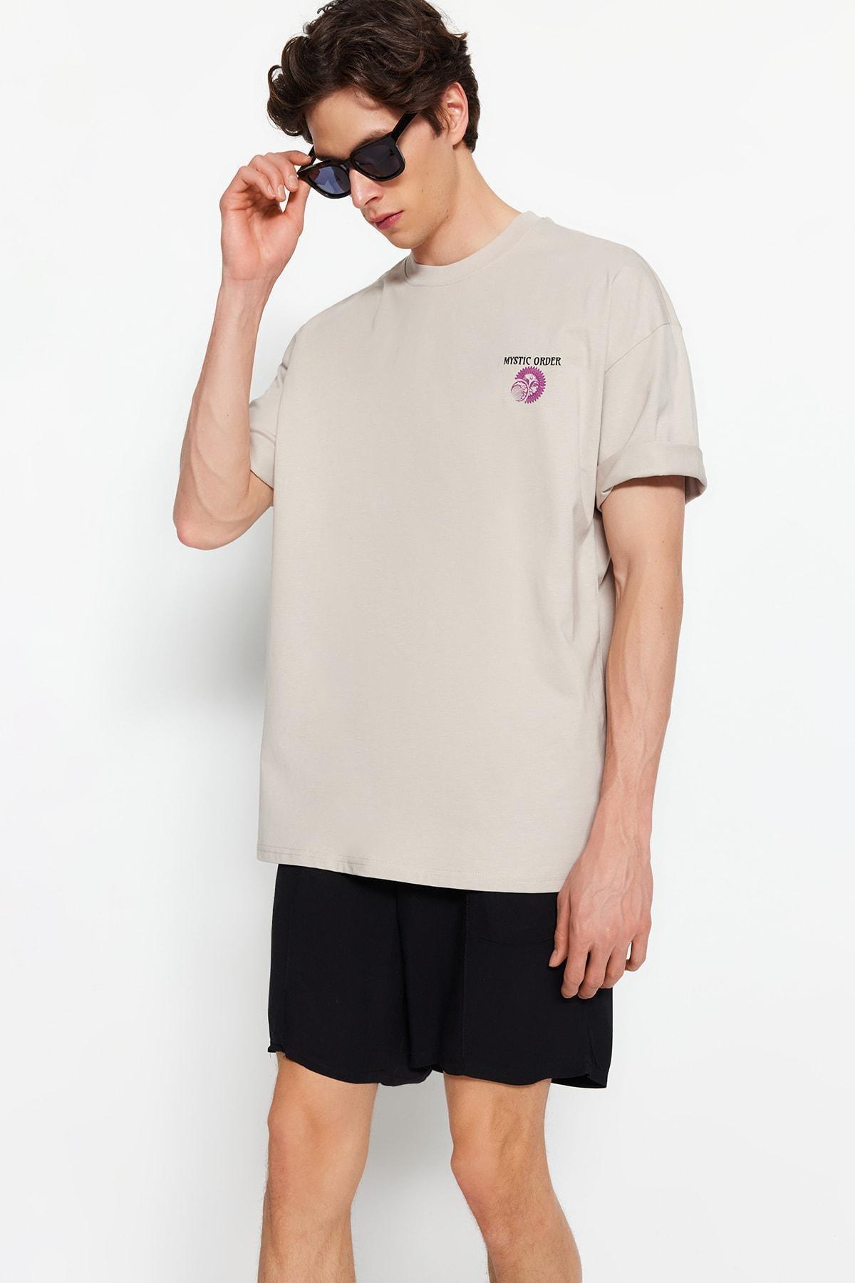 Grey Printed Oversize T-Shirt, , large image number 1