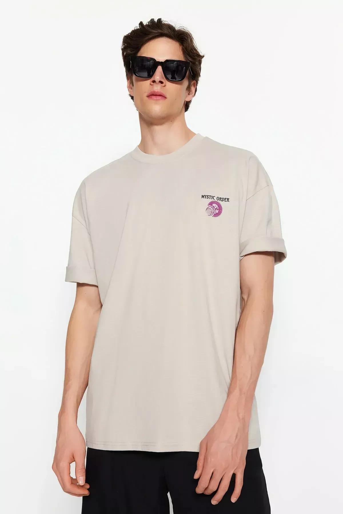 Grey Printed Oversize T-Shirt, Gray, large image number 2