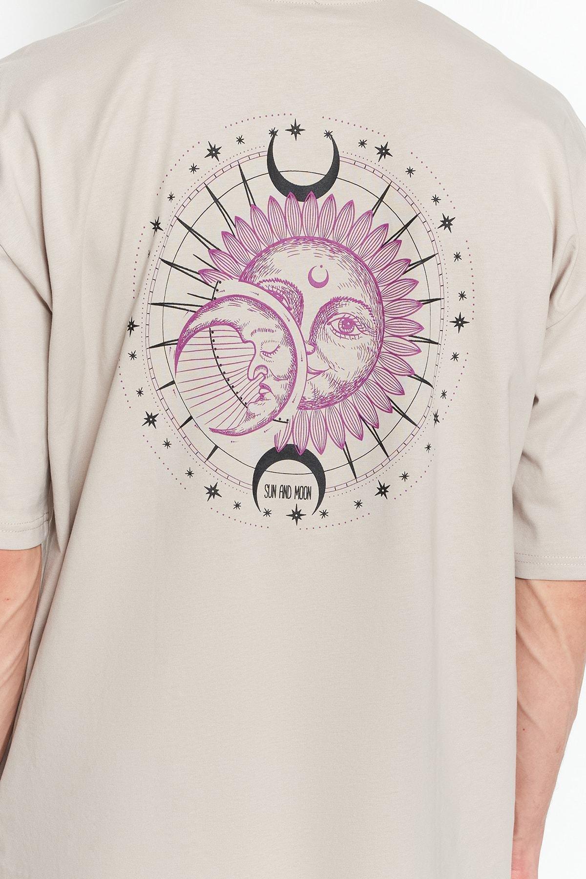 Grey Printed Oversize T-Shirt, , large image number 4