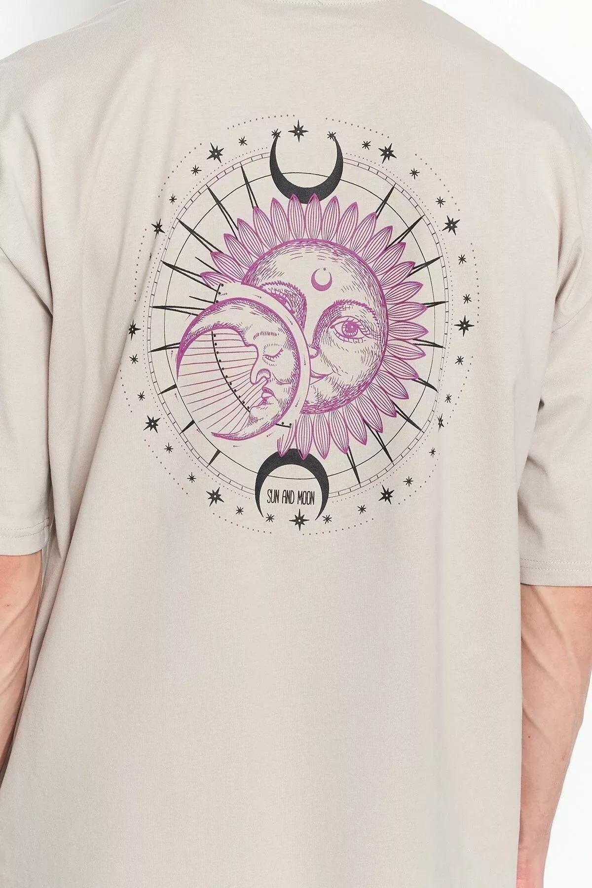 Grey Printed Oversize T-Shirt, Gray, large image number 4