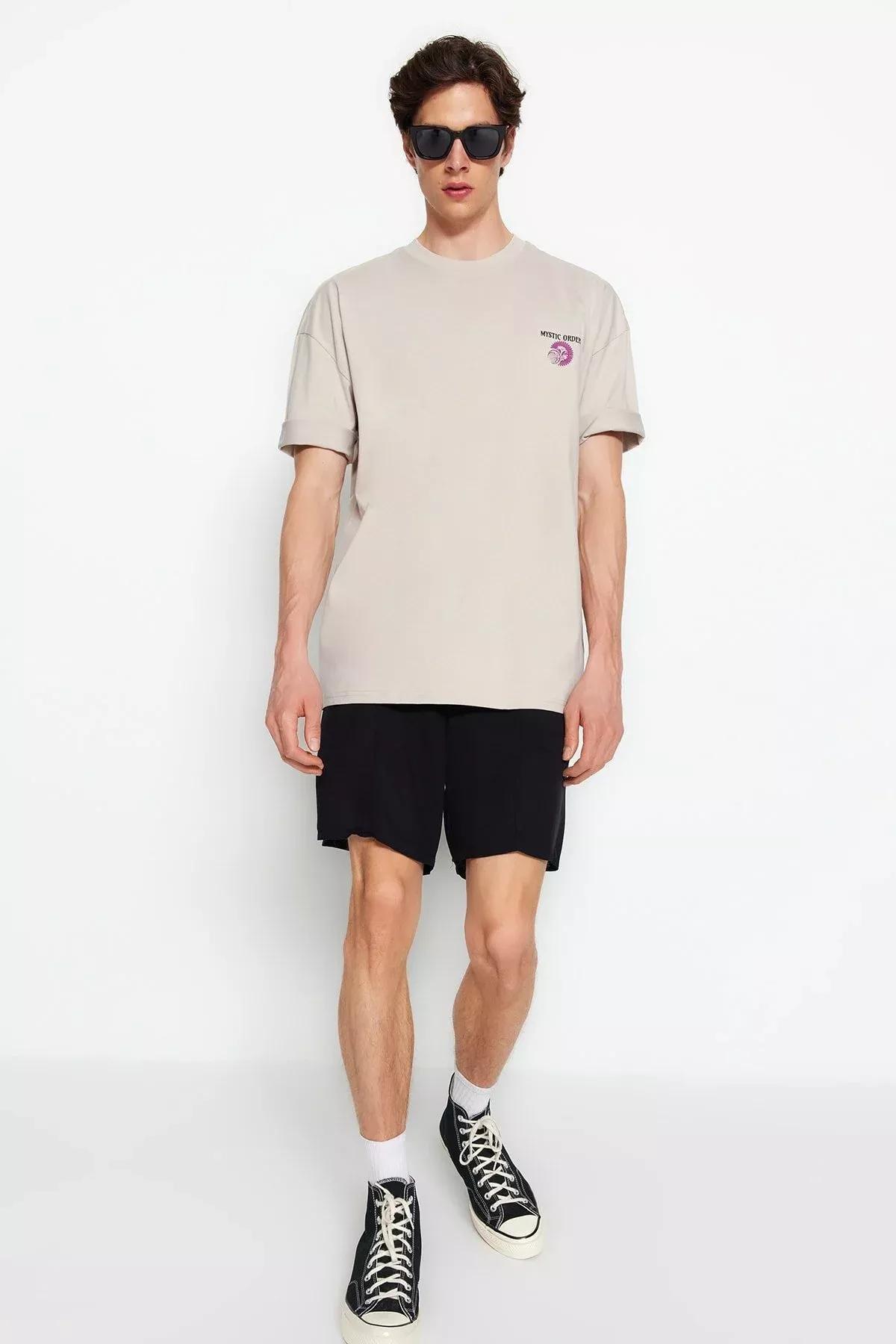 Grey Printed Oversize T-Shirt, Gray, large image number 7