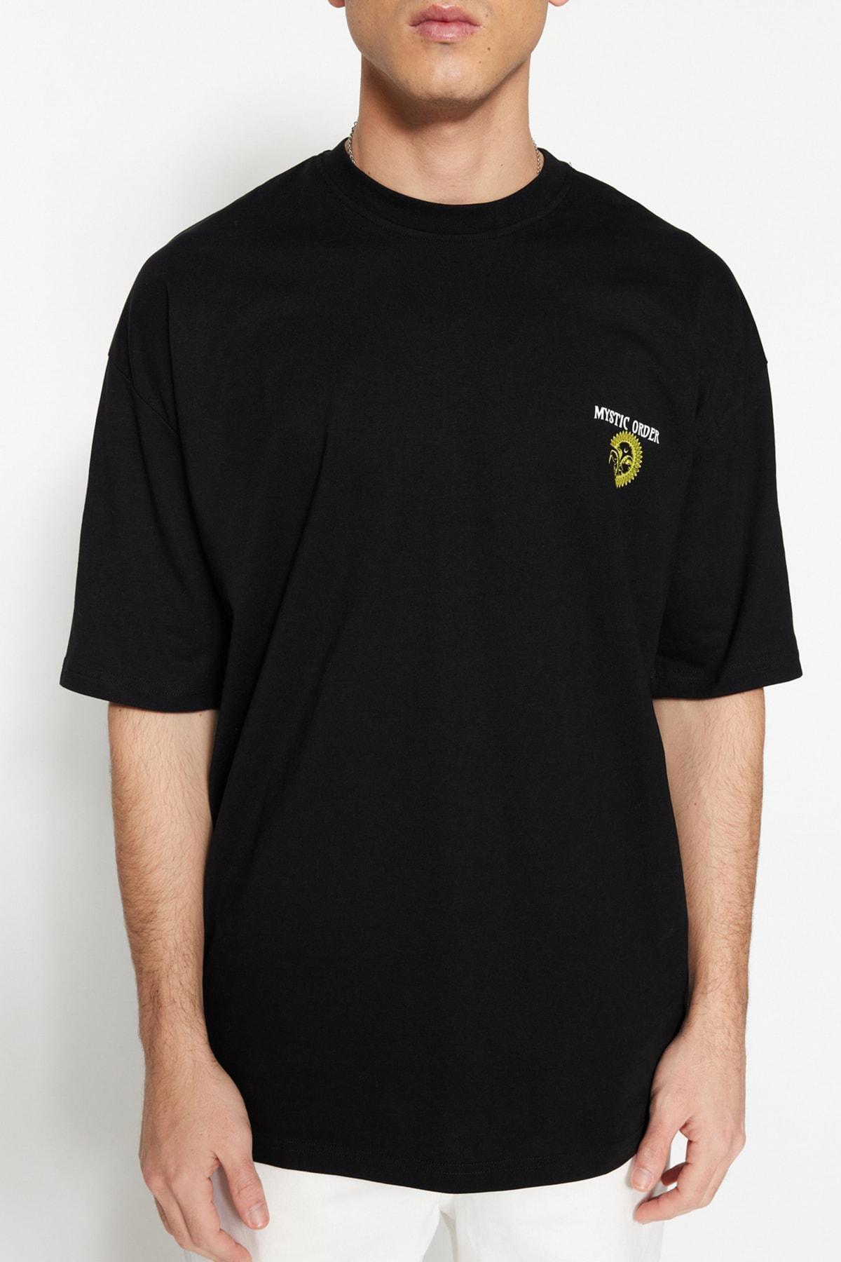Black Printed Oversize T-Shirt, , medium