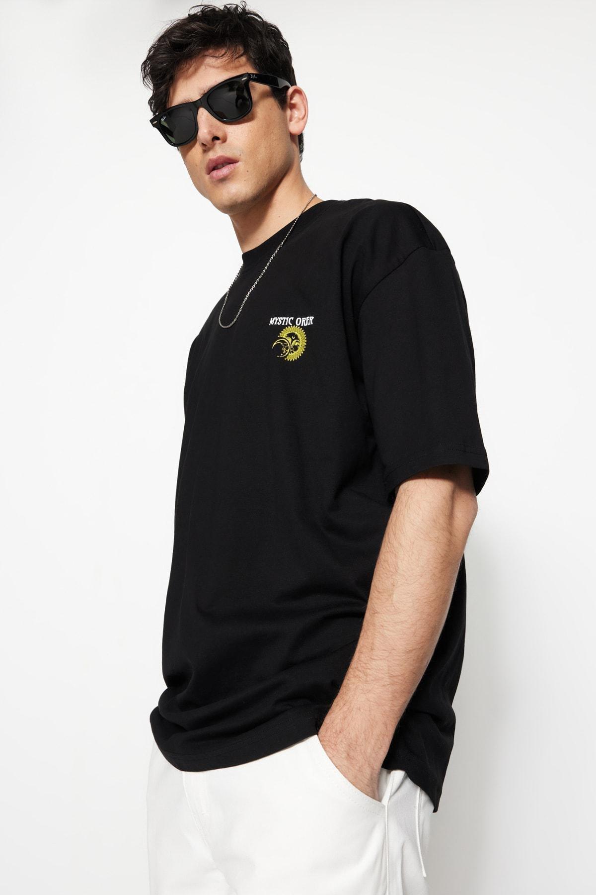 Black Printed Oversize T-Shirt, , large image number 2