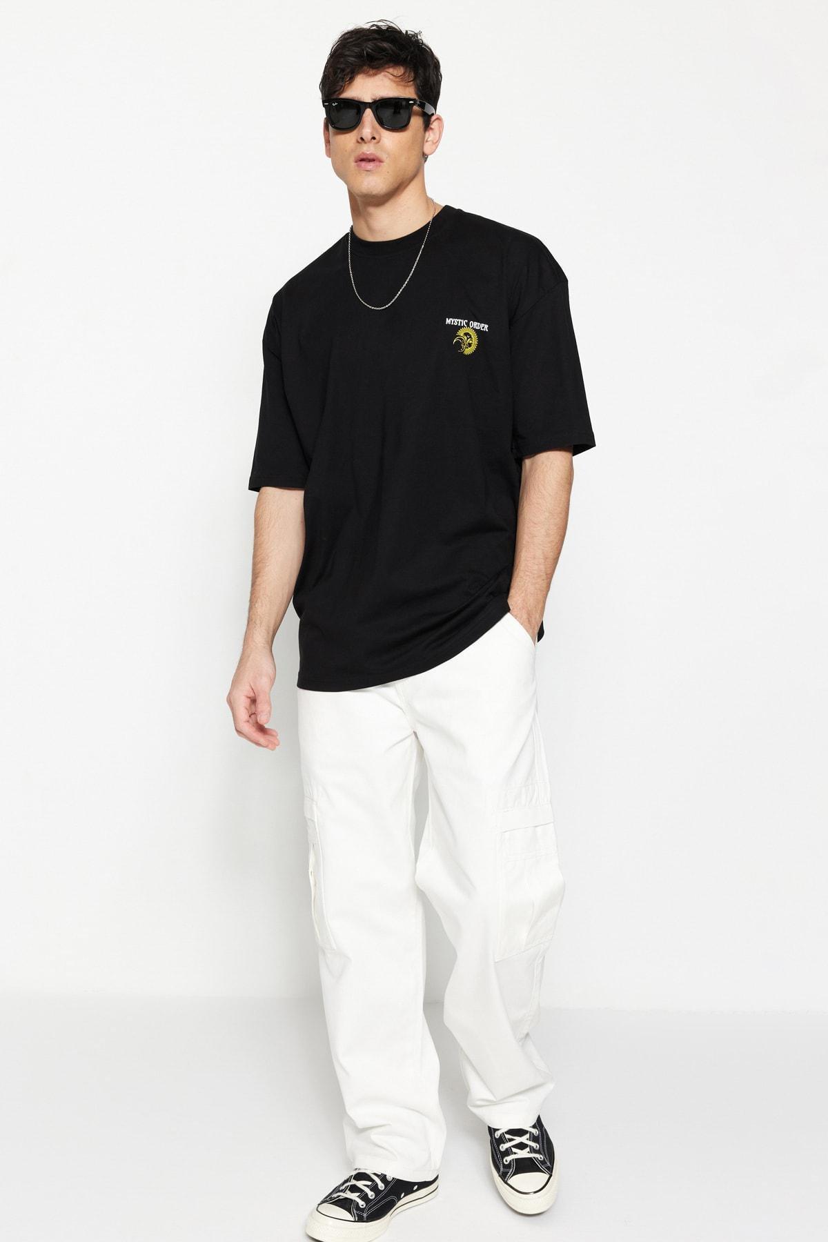Black Printed Oversize T-Shirt, , large image number 3