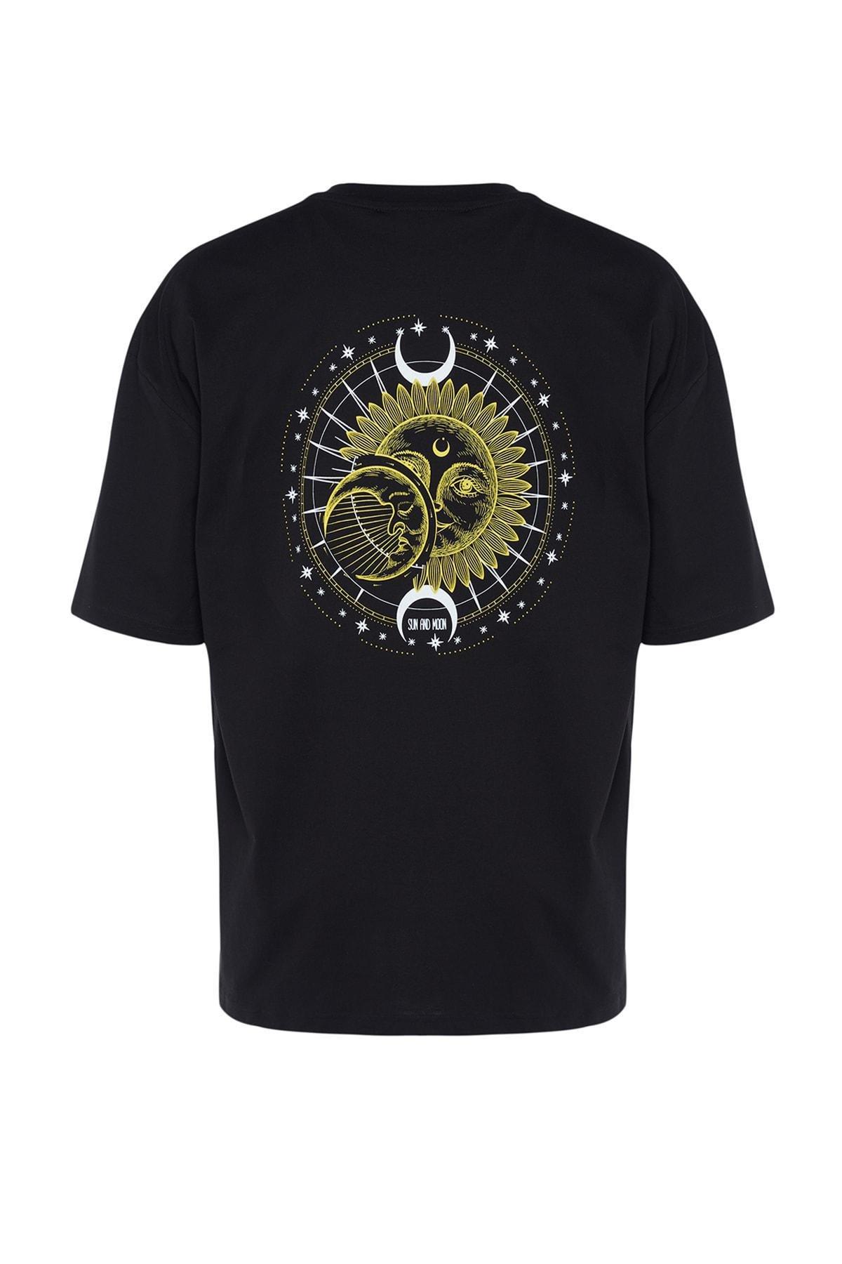 Black Printed Oversize T-Shirt, , large image number 5