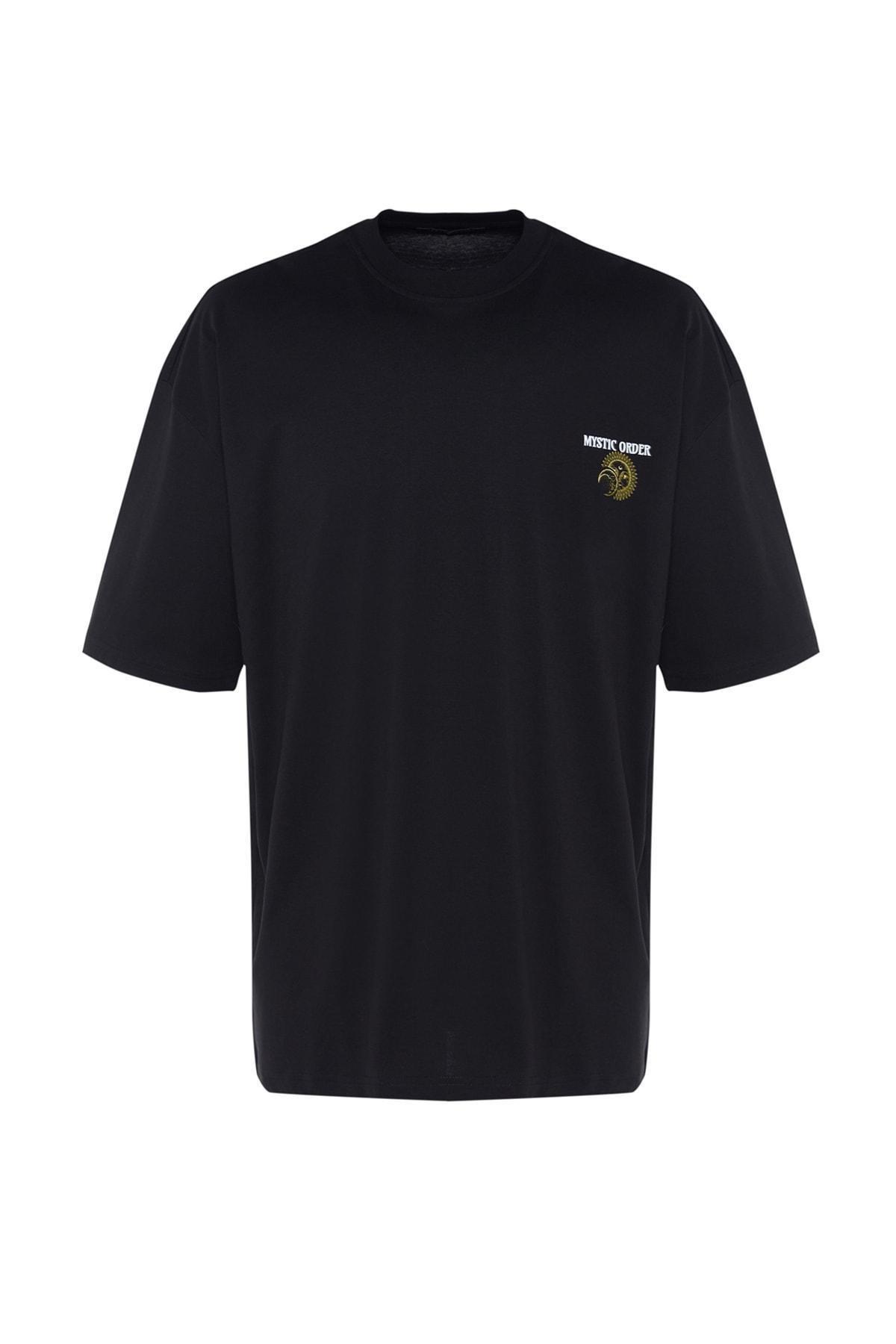 Black Printed Oversize T-Shirt, , large image number 6