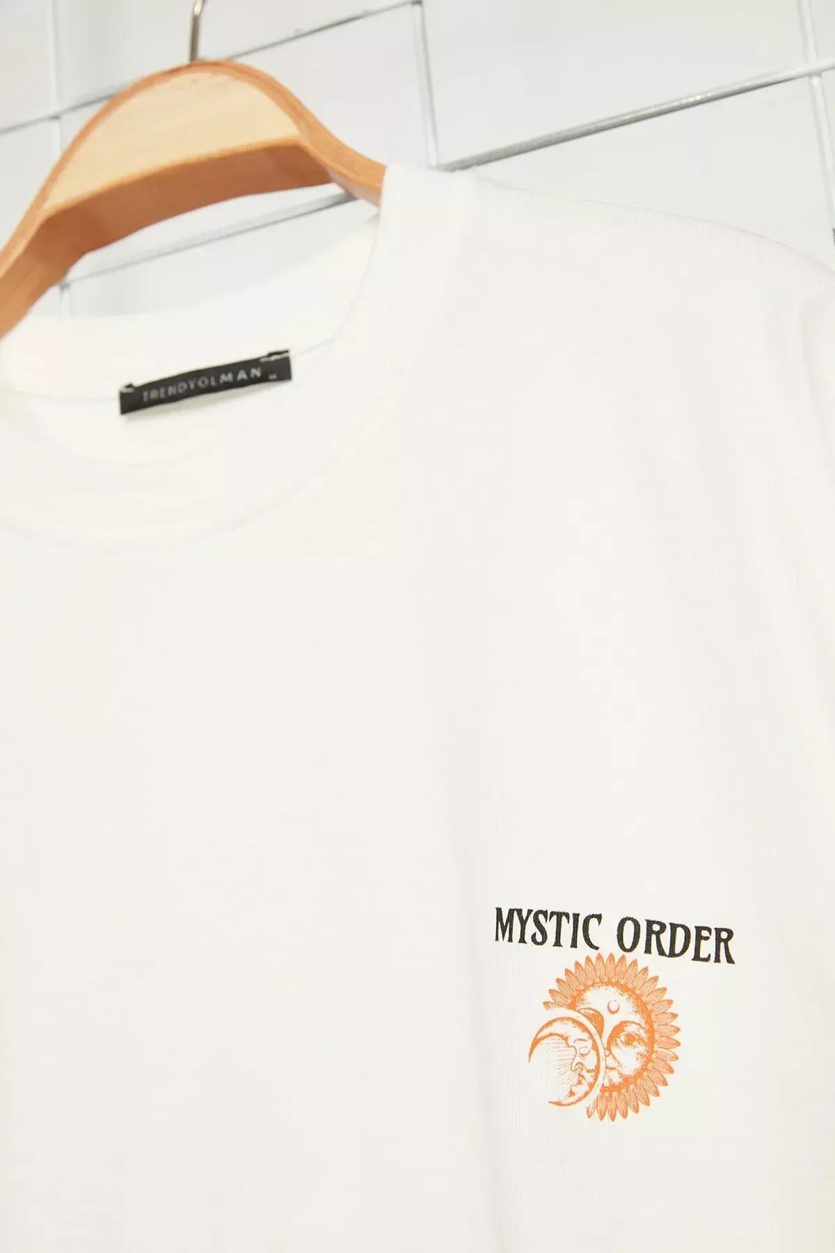 تيشيرت بقصة فضفاضة مزين بطبعة، كريمي, Ecru, large image number 2