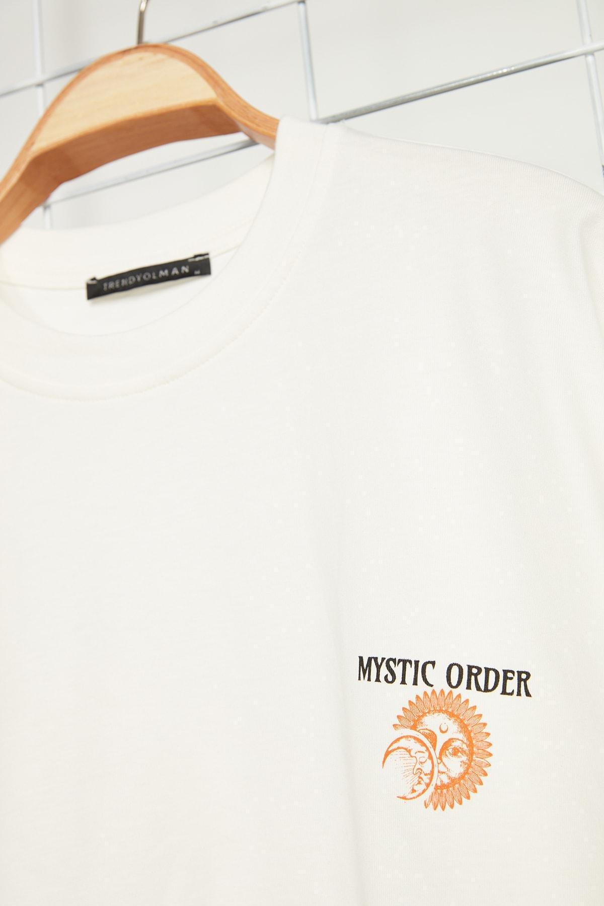 Cream Printed Oversize T-Shirt, , large image number 3