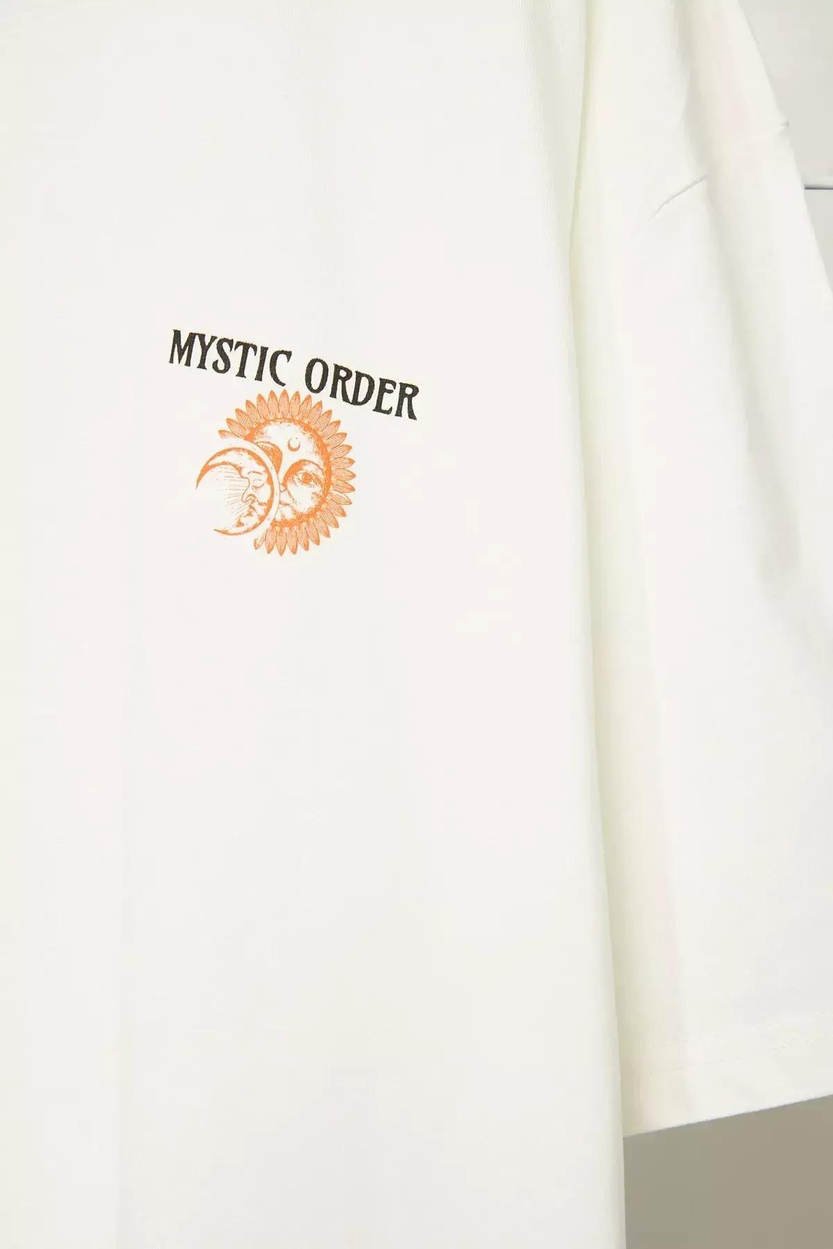 Cream Printed Oversize T-Shirt, , large image number 3