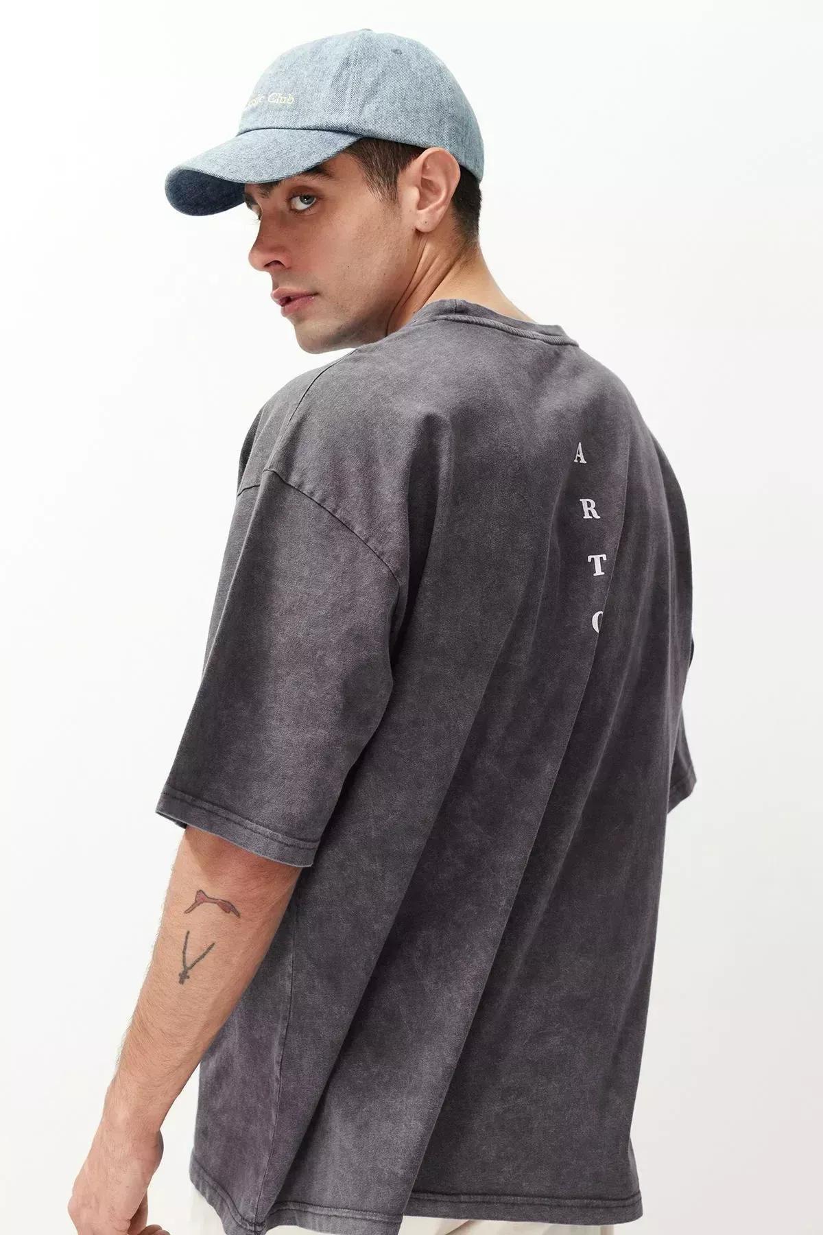 Grey Graphic Oversize T-Shirt, Gray, large image number 7