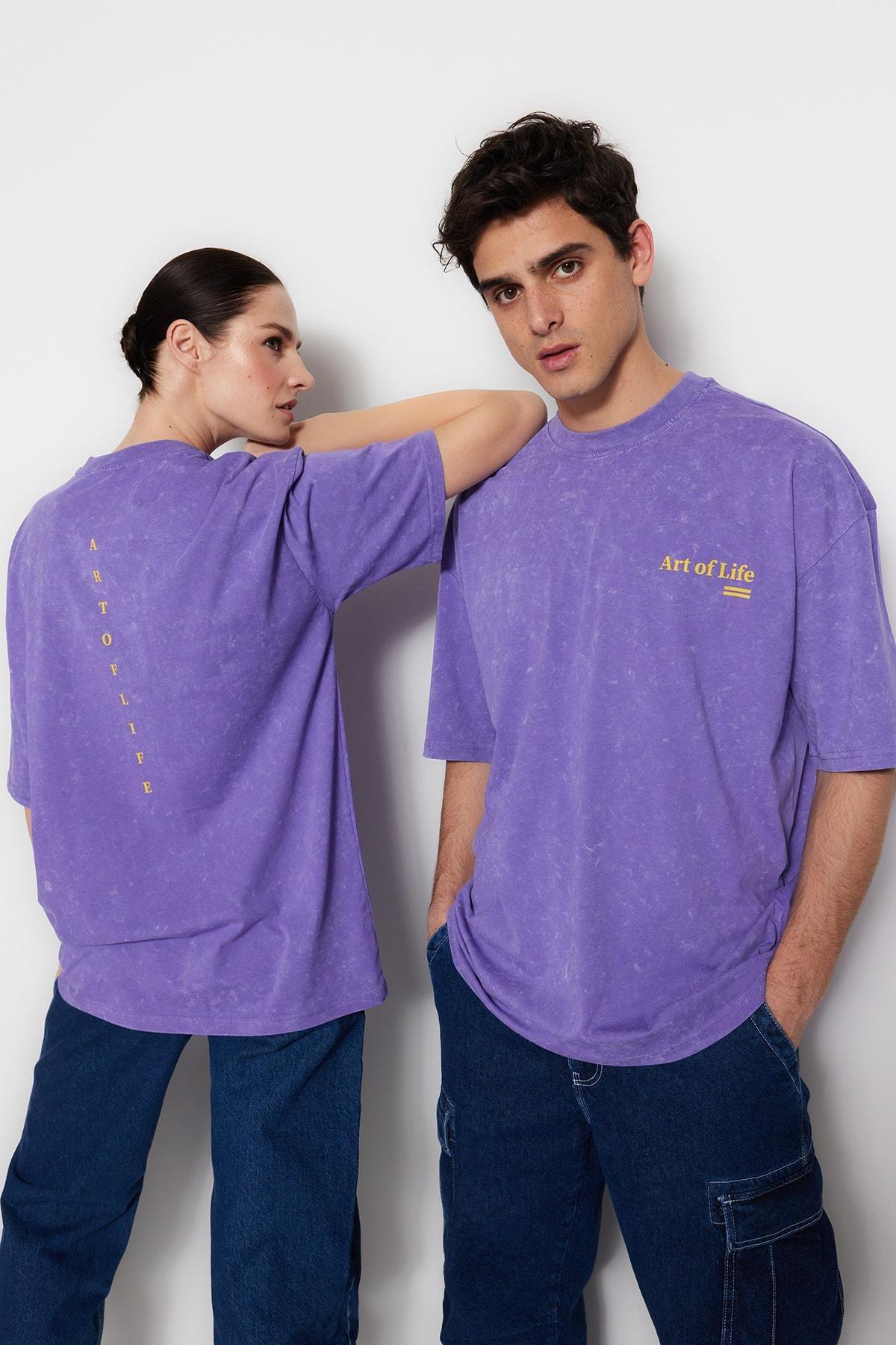Purple Graphic Oversize T-Shirt, , large image number 0