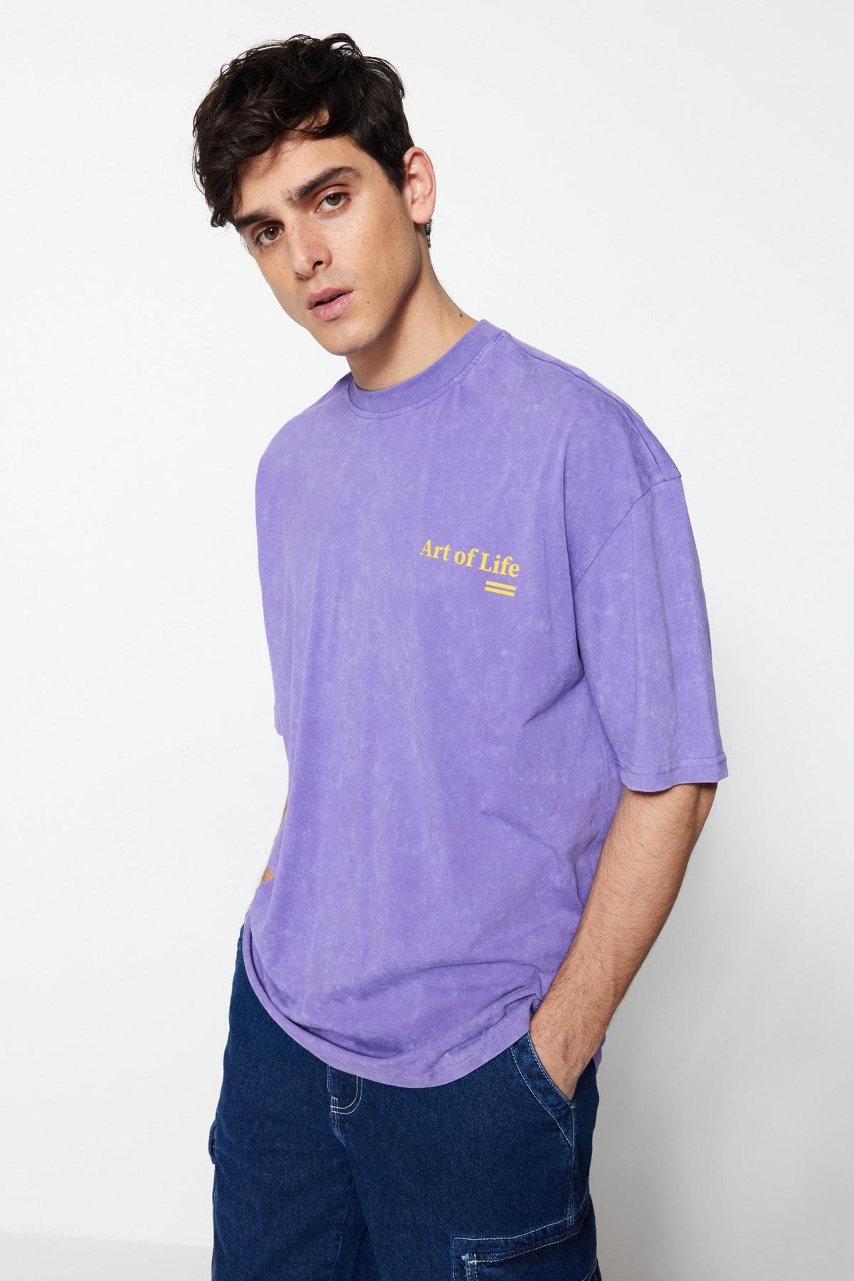 Purple Graphic Oversize T-Shirt, , large image number 1