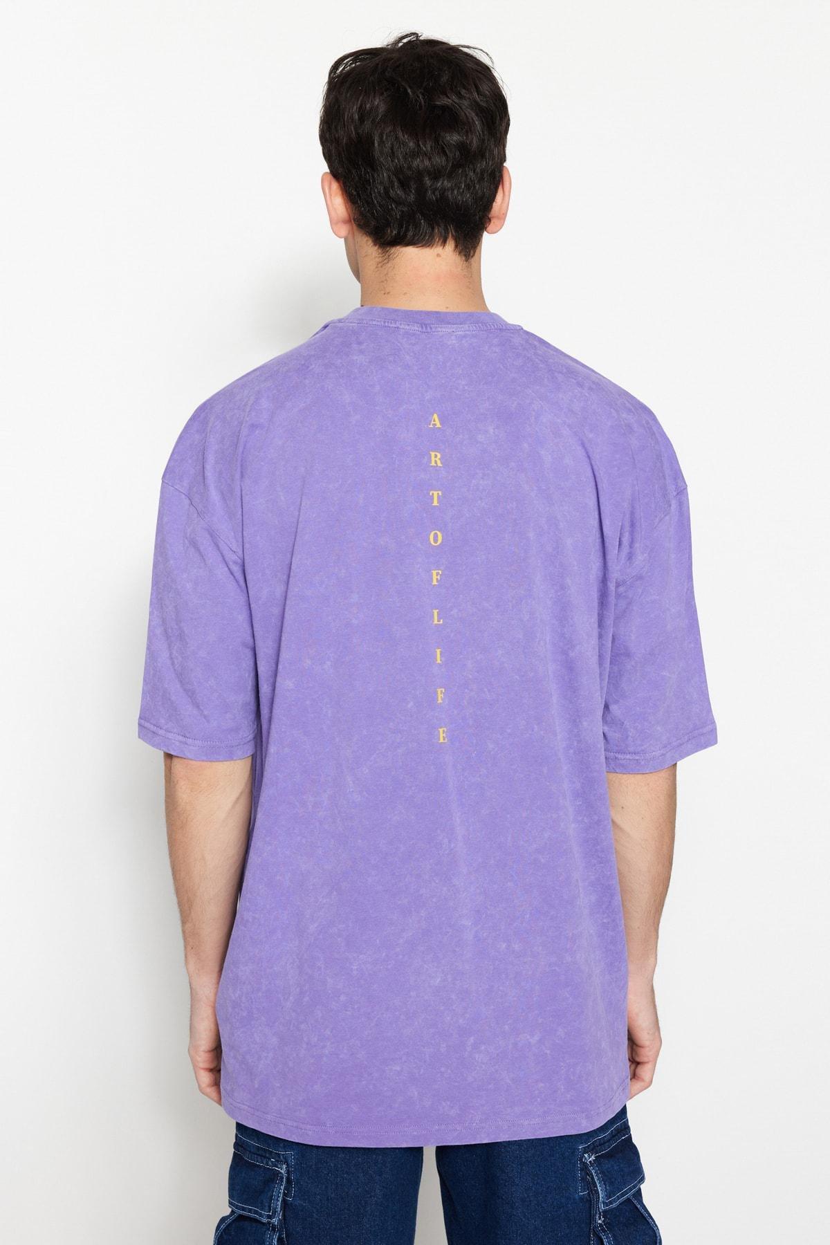 Purple Graphic Oversize T-Shirt, , large image number 5