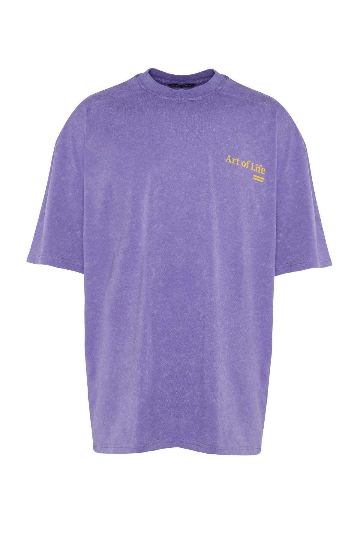 Purple Graphic Oversize T-Shirt, , large image number 6