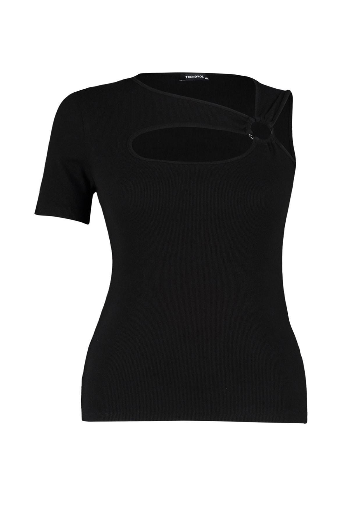 Black Fitted Plus Size Blouse, , large image number 5