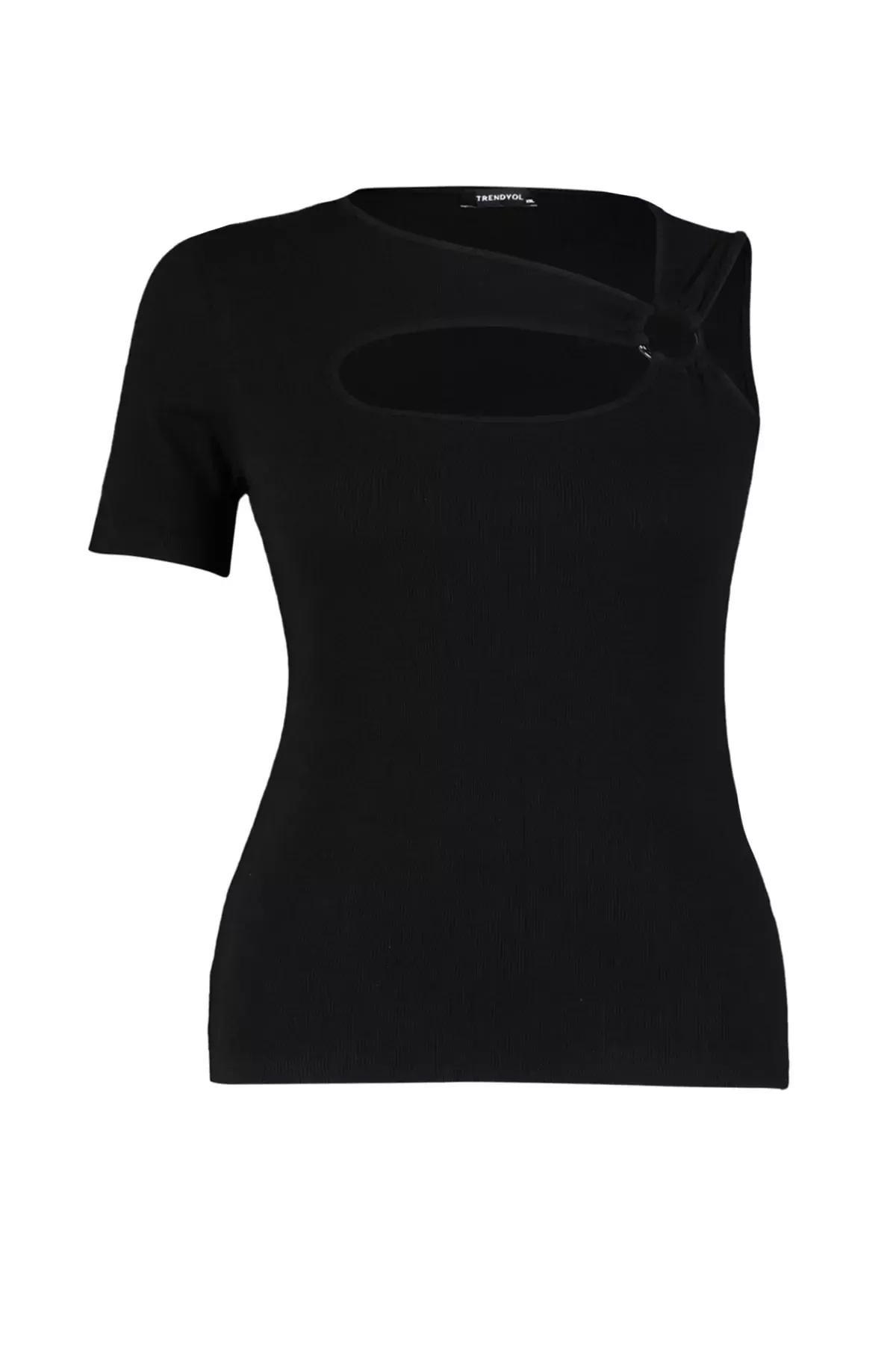 Black Fitted Plus Size Blouse, , large image number 5
