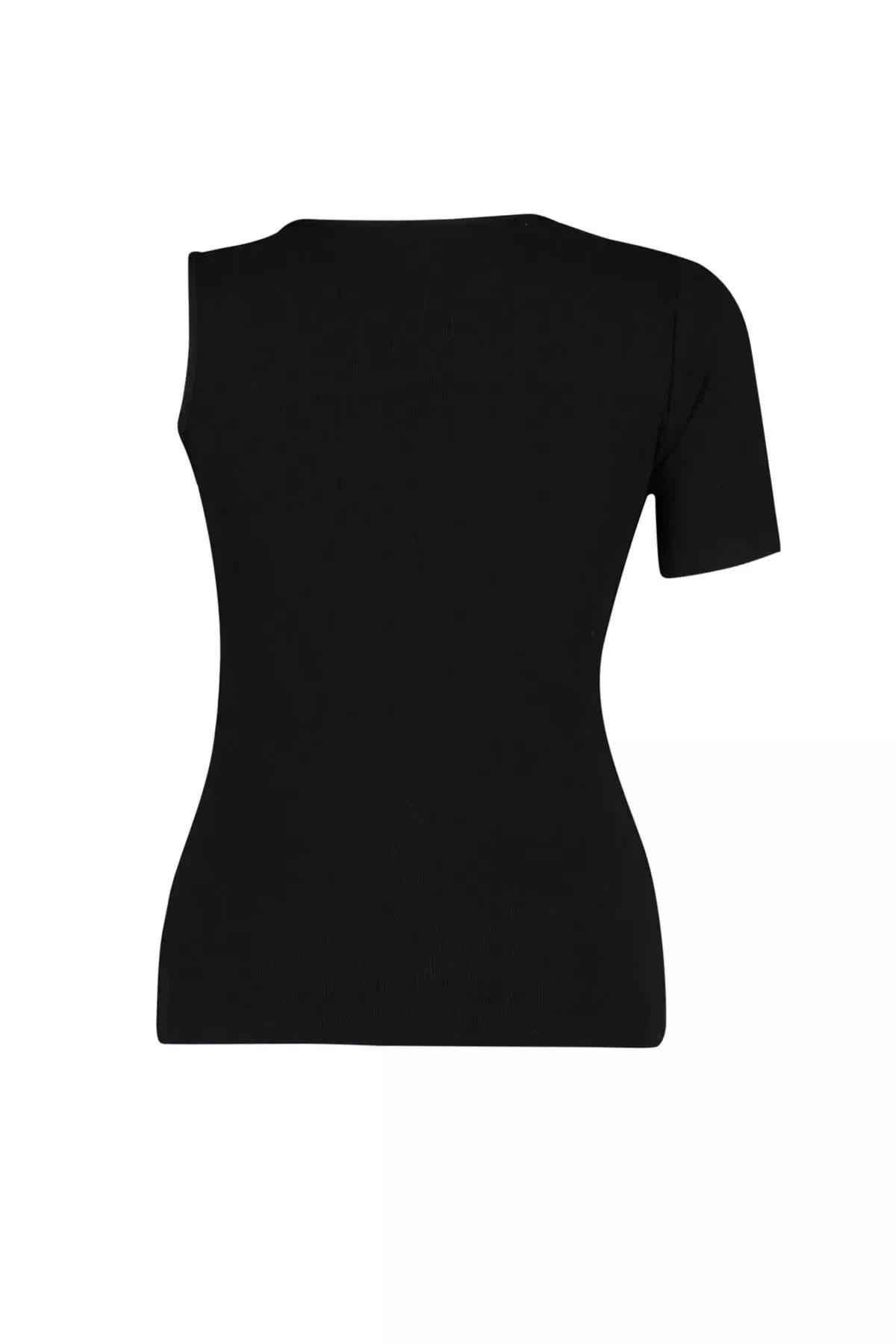 Black Fitted Plus Size Blouse, , large image number 6