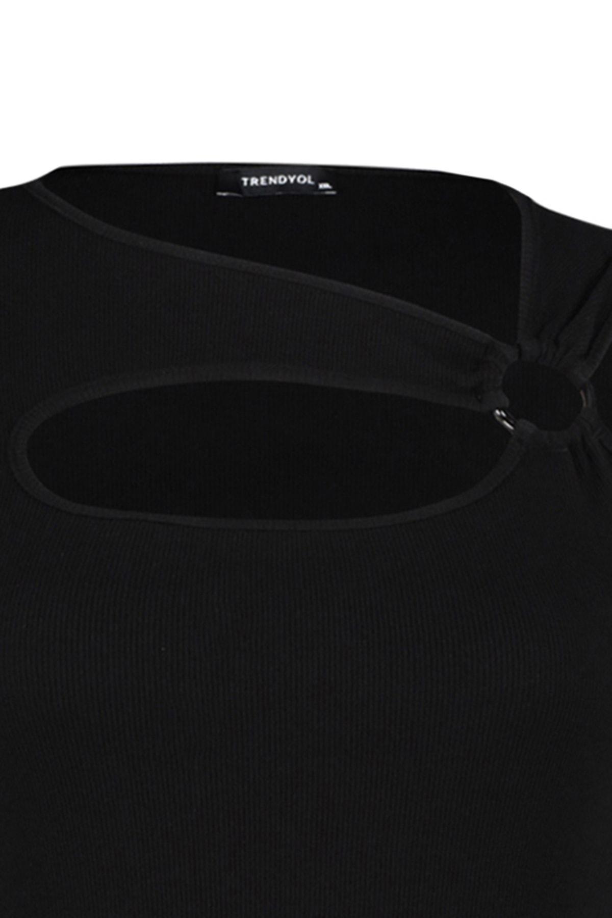 Black Fitted Plus Size Blouse, , large image number 7