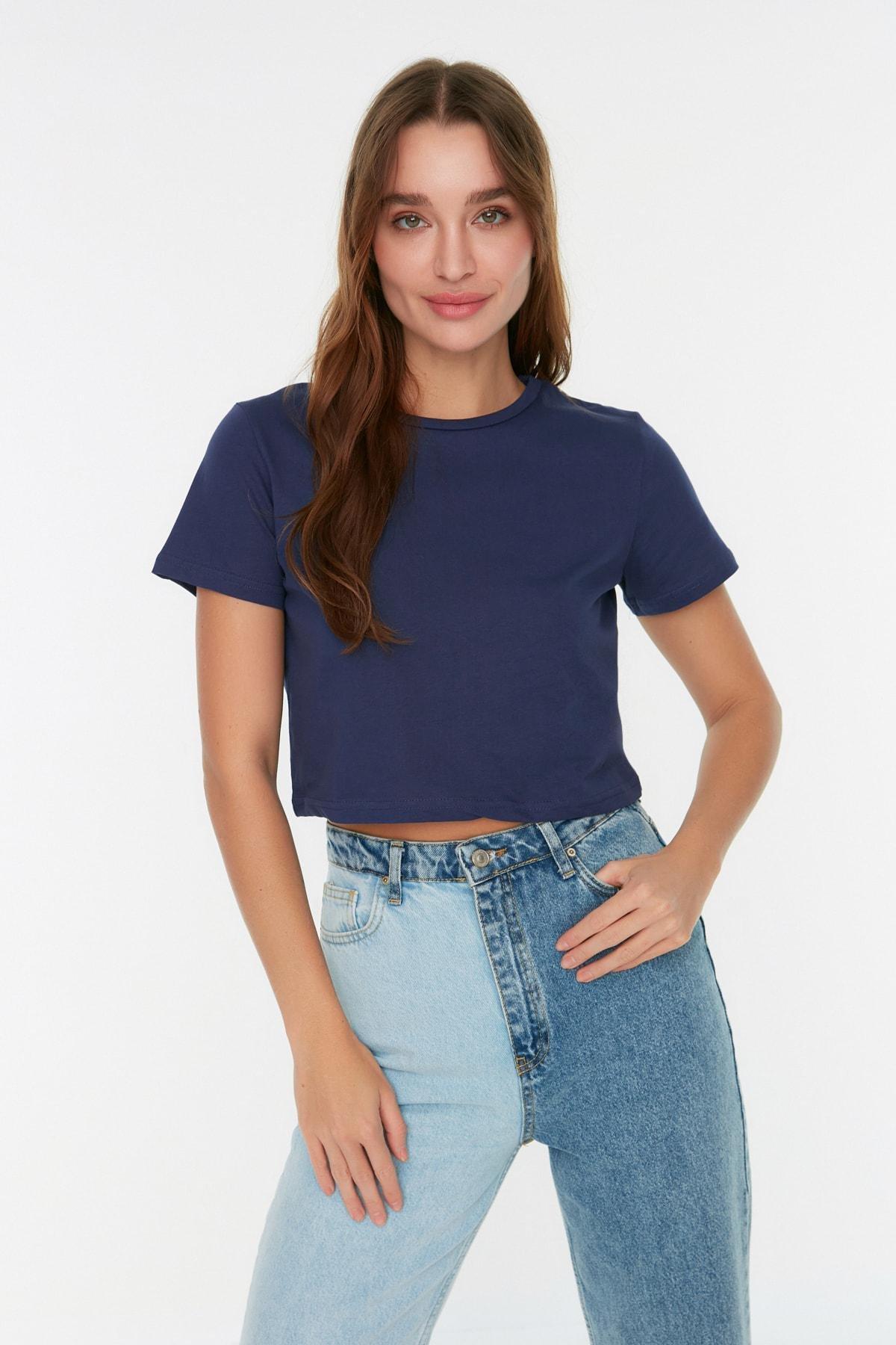 Multicolour Crop T-Shirt, Set Of 2, Dark blue, large image number 6