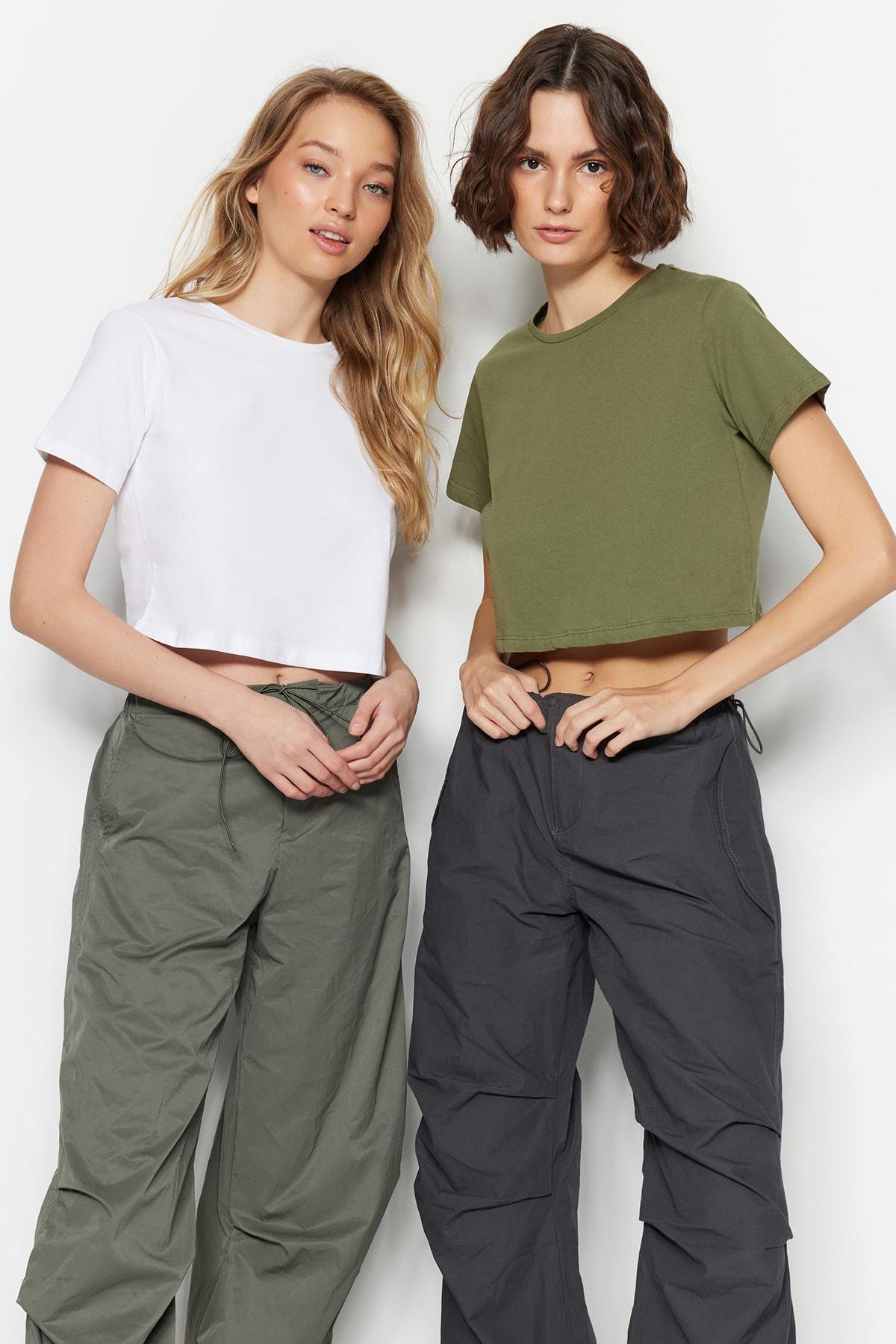 Multicolour Crop T-Shirt, Set Of 2, , large image number 0