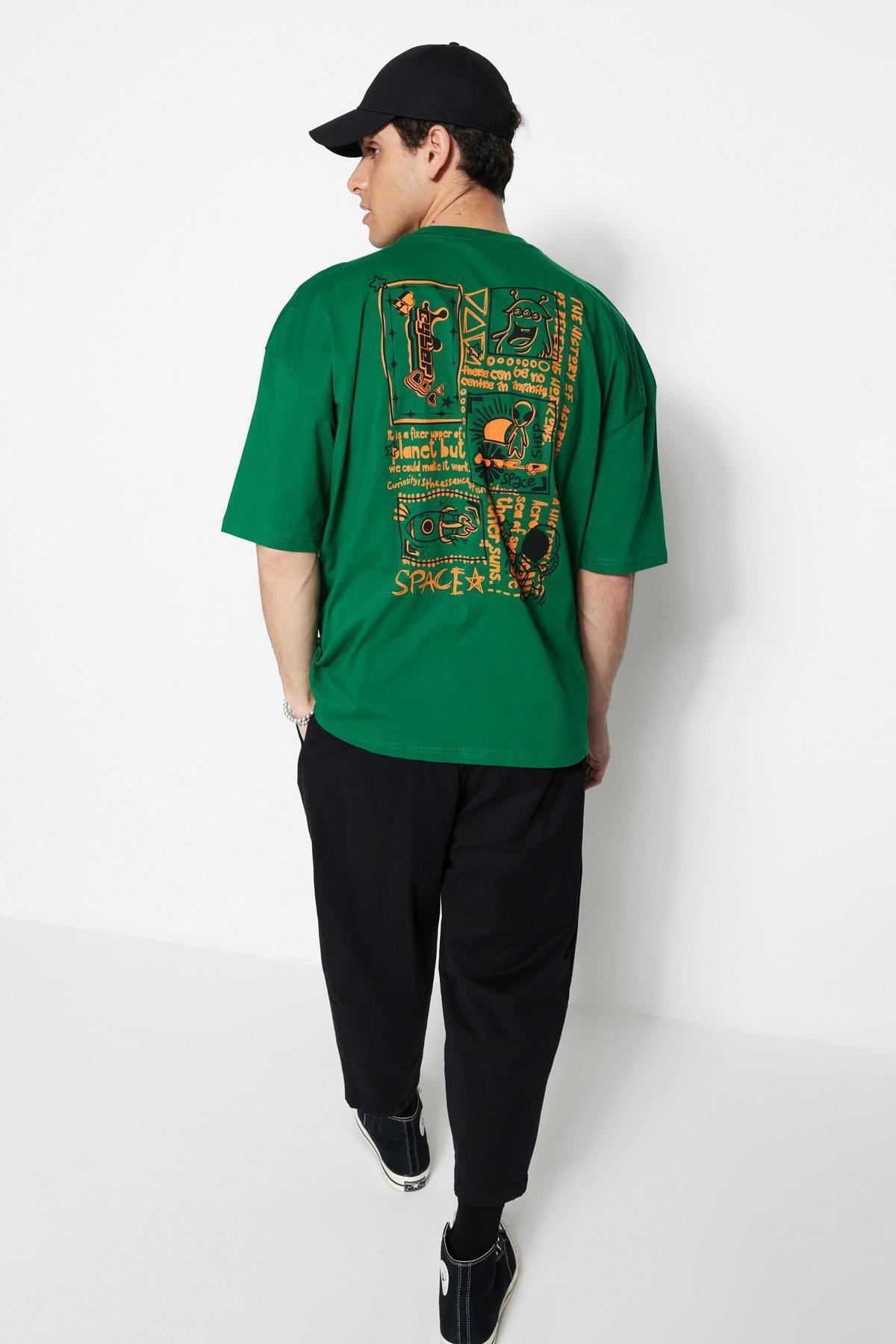 Green Graphic Oversize T-Shirt, , large image number 1