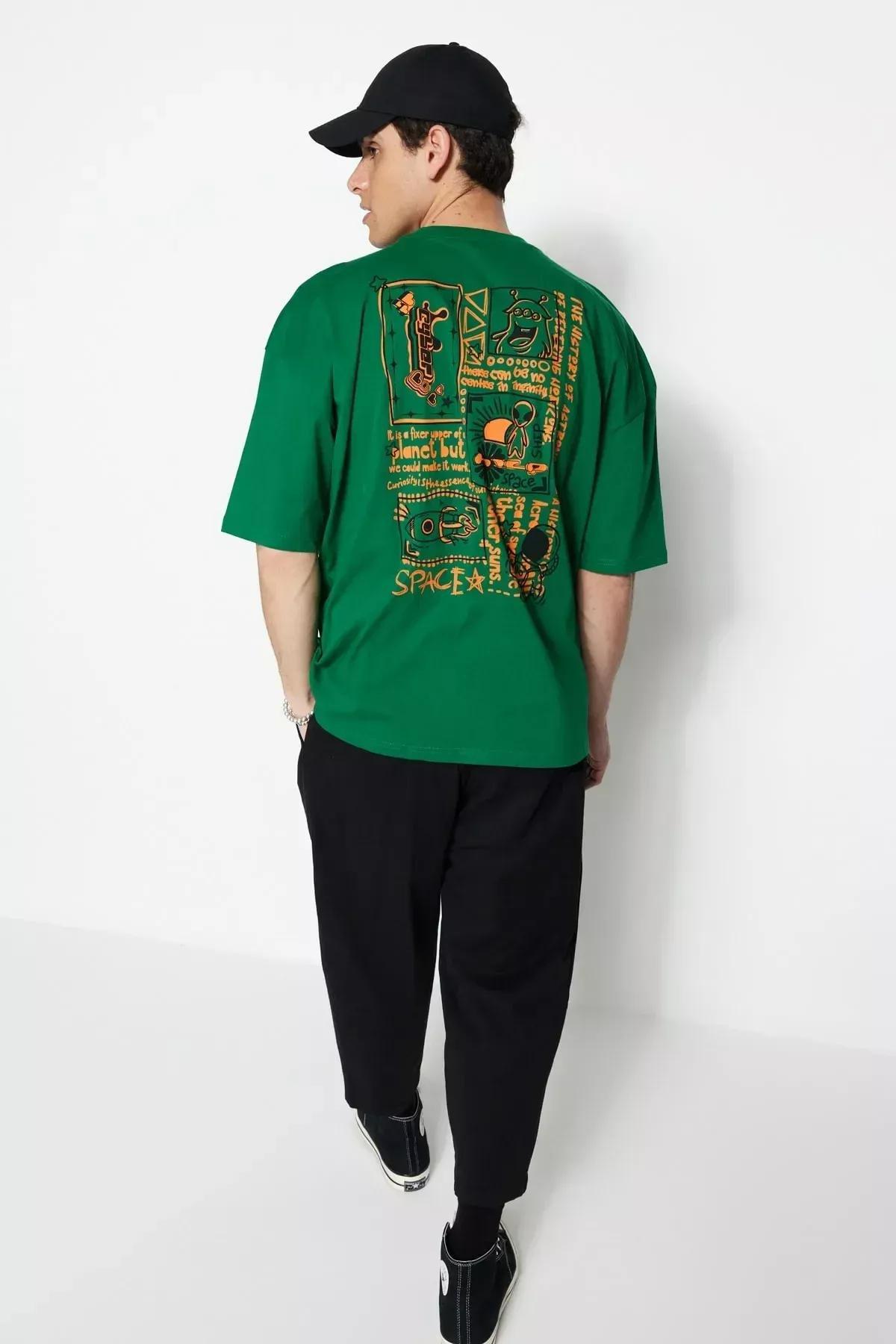 Green Graphic Oversize T-Shirt, , large image number 1