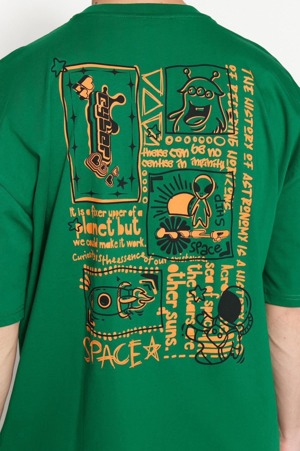 Green Graphic Oversize T-Shirt, , large image number 4