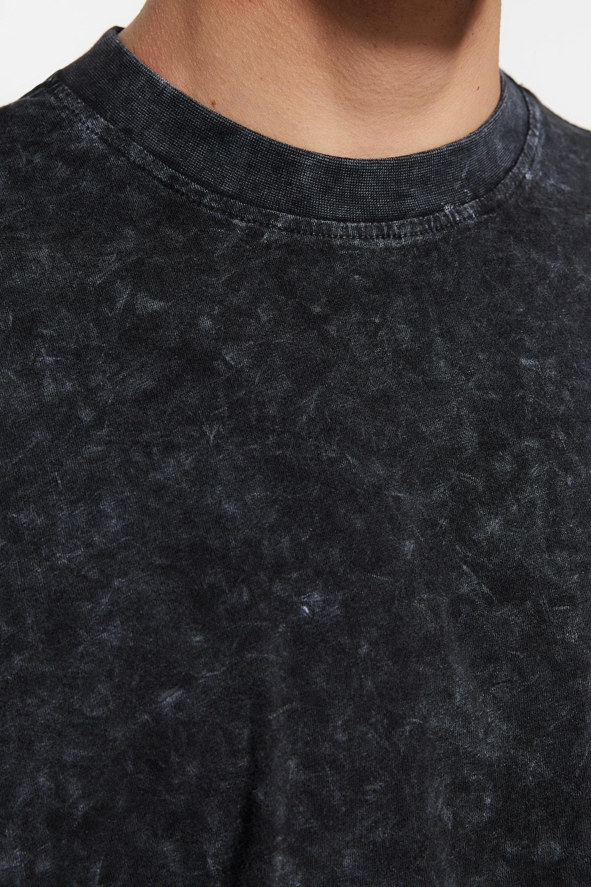 Black Crew Neck Oversize T-Shirt, , large image number 2