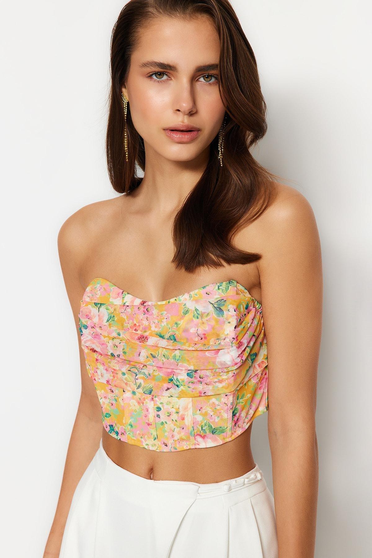 Multicolour Floral Crop Top, , large image number 0