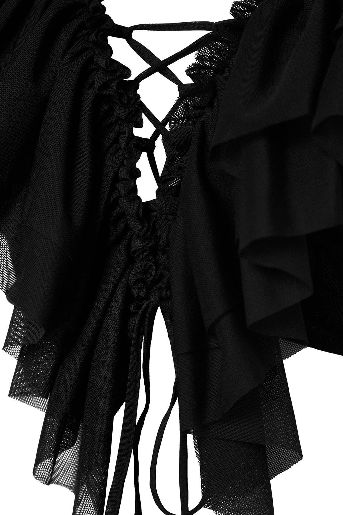 Black V-Neck Fitted Blouse, , large image number 6