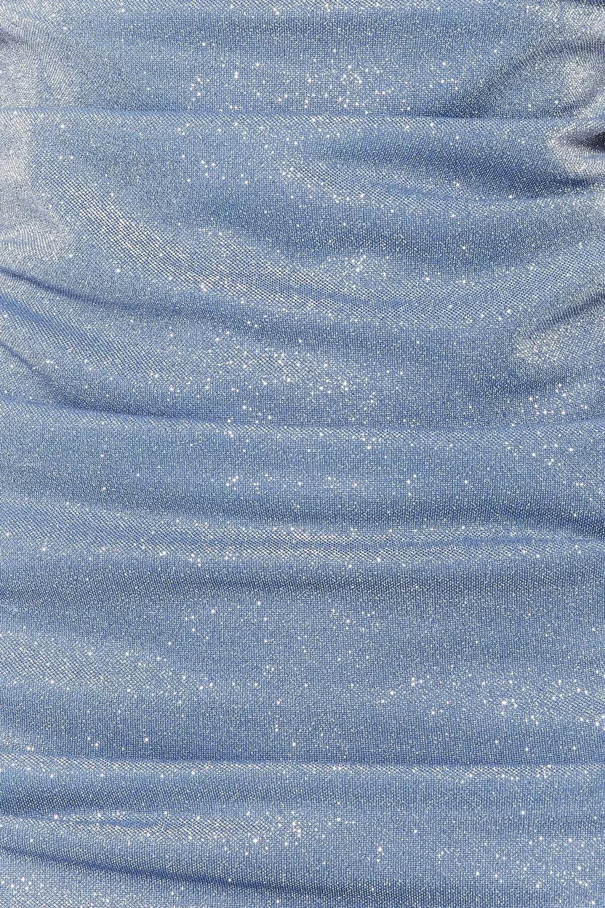 Blue Square Collar Bodycon Dress, Blue, large image number 8