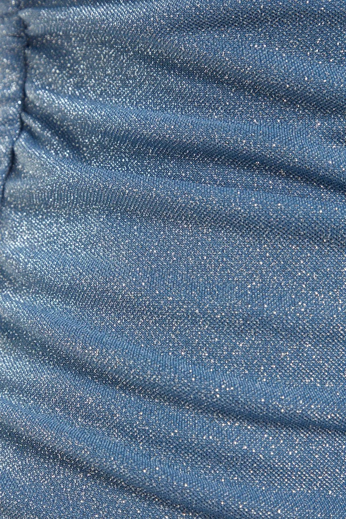 Blue Square Collar Bodycon Dress, Blue, large image number 10