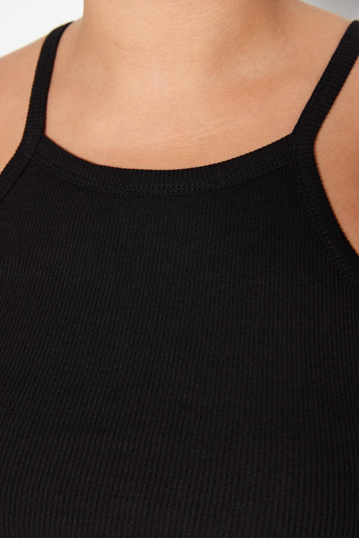Black Fitted Plus Size Tank Top, , large image number 2